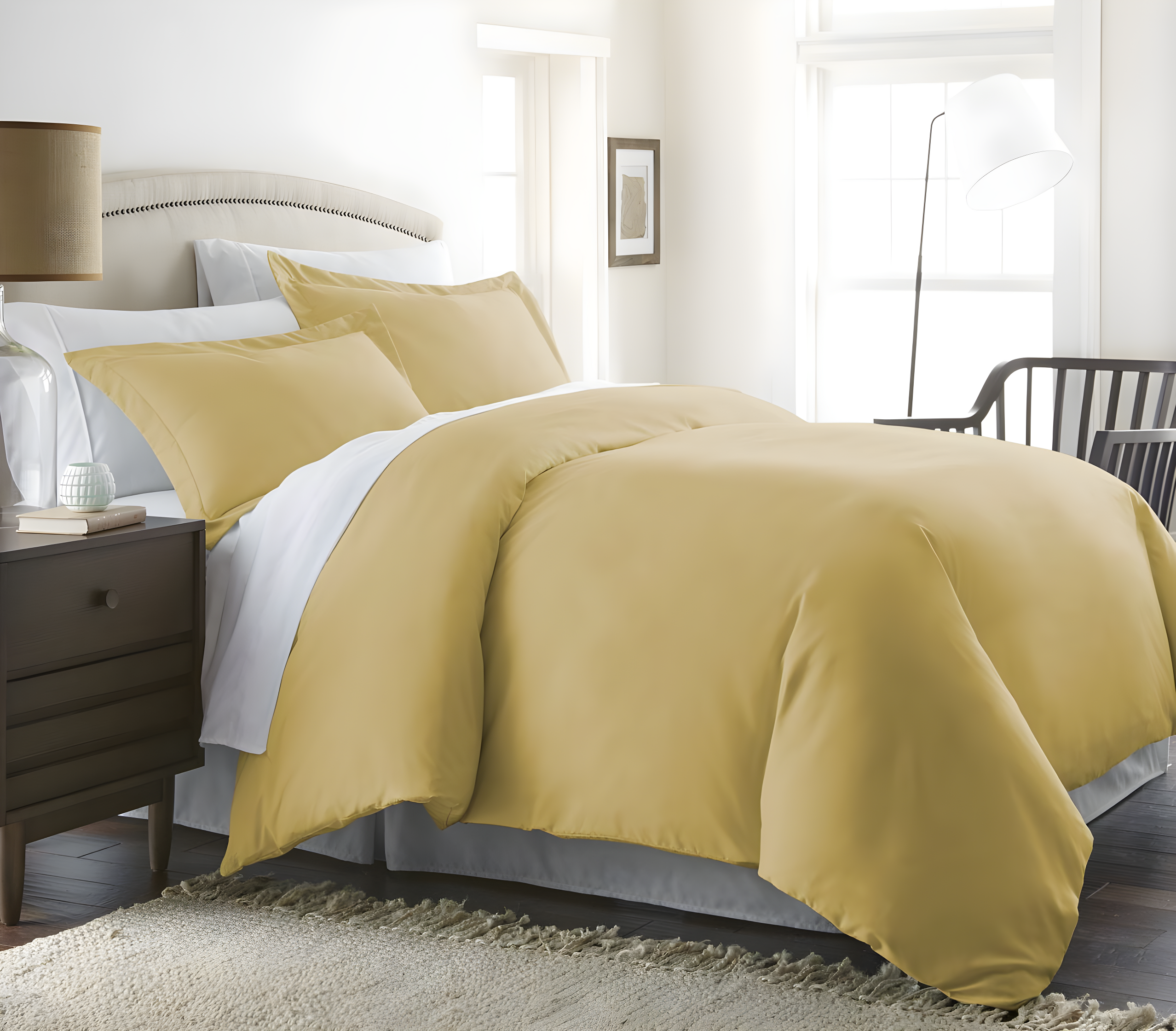 Gold Microfiber Twin/Twin XL 3-Piece Duvet Cover Set