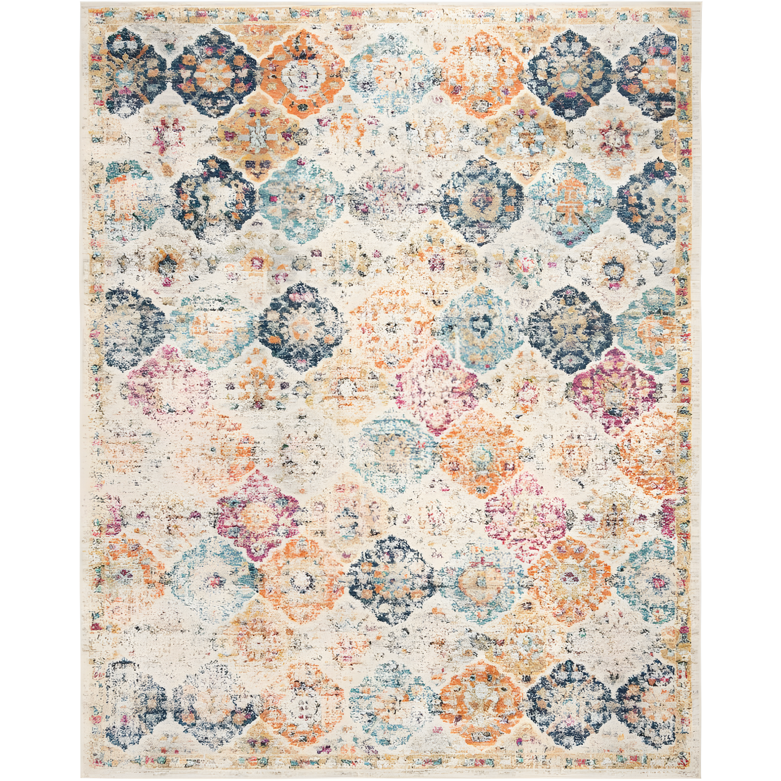 Elegant Blue Gradient 9' x 12' Synthetic Hand-Knotted Area Rug