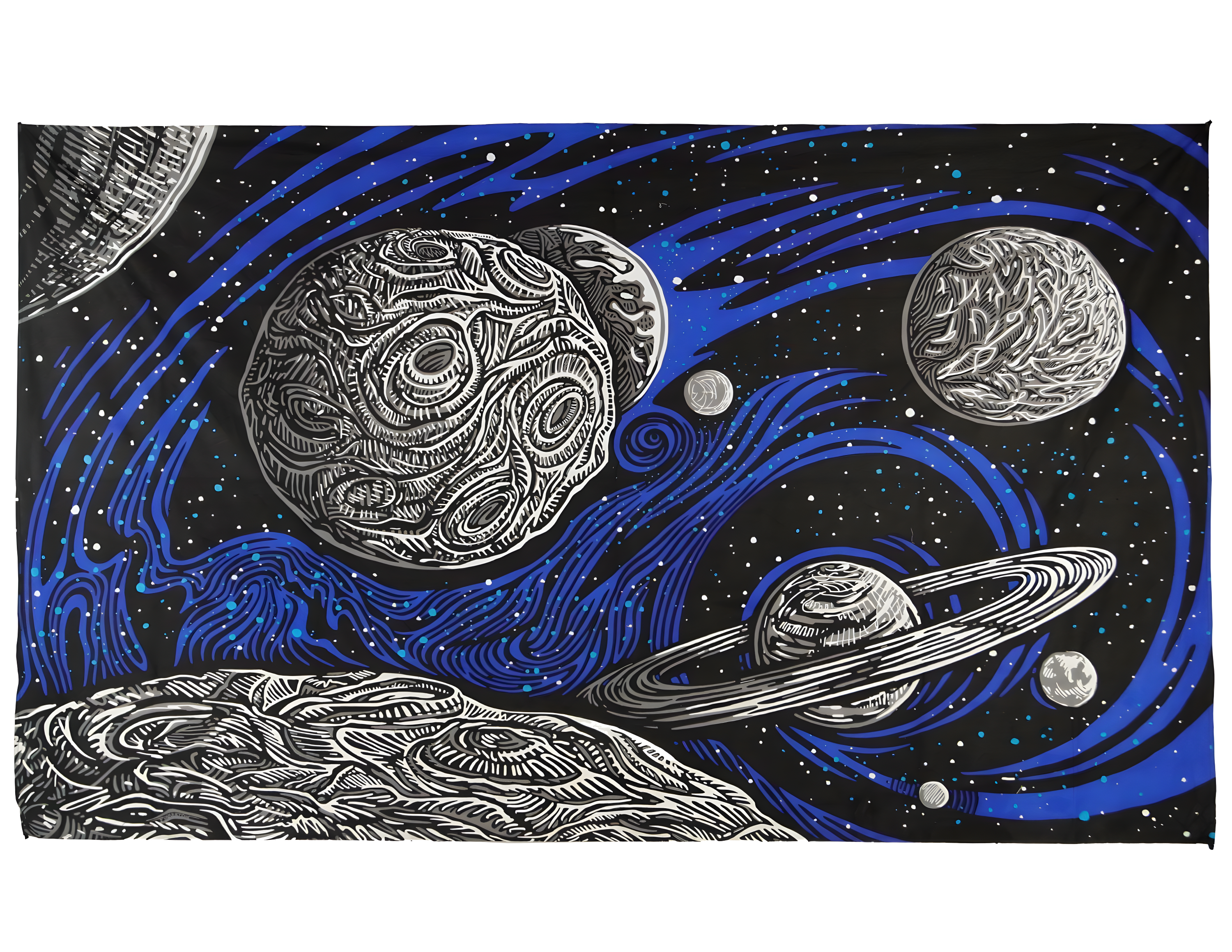 3D Celestial Outer Space Cotton Tapestry Wall Hanging 60 x 90"