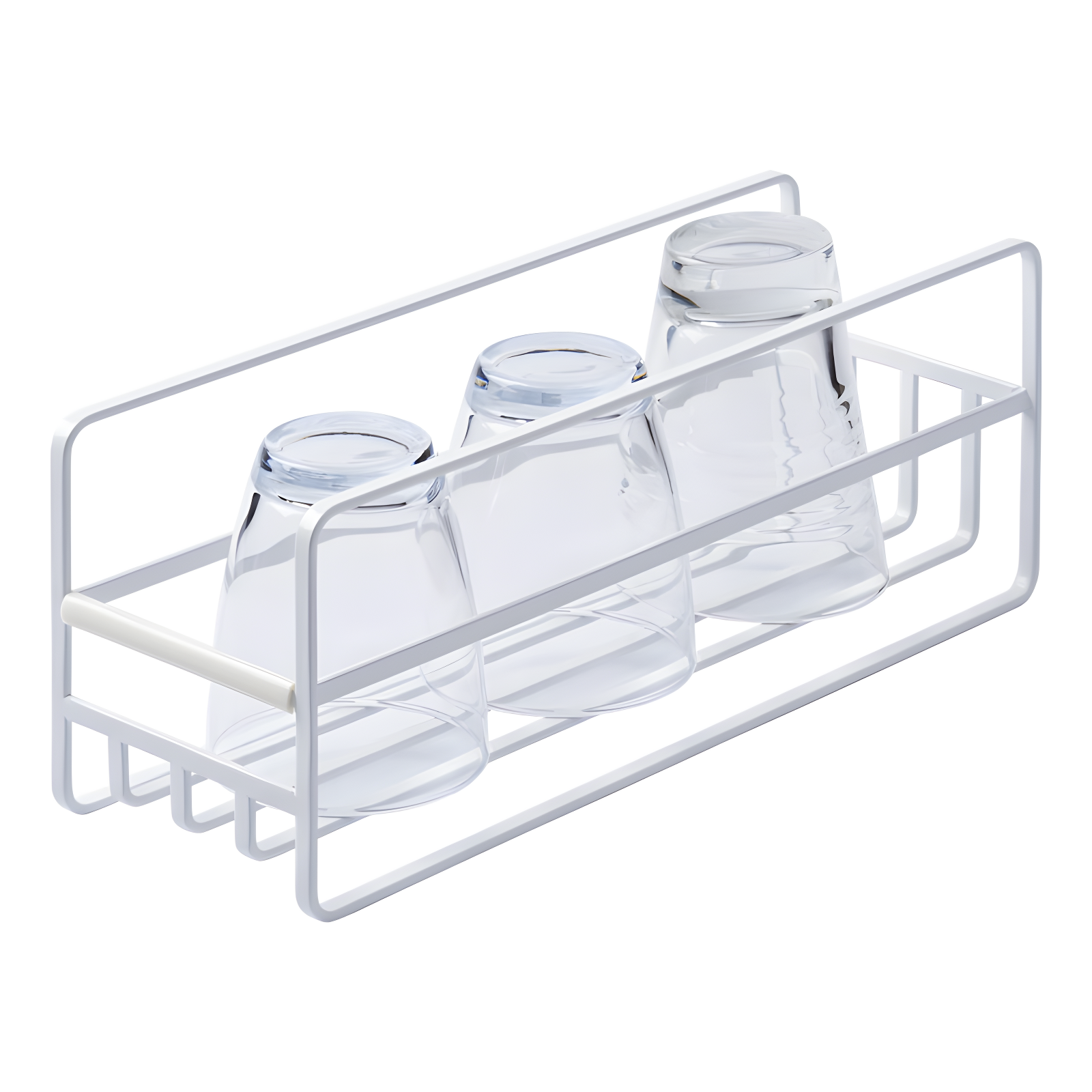 White Steel Slim Mug and Glass Organizer Shelf