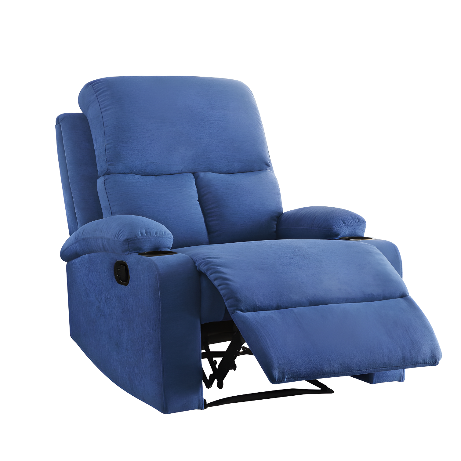 Cozy Blue Velvet Wood Recliner with Easy Recline Mechanism