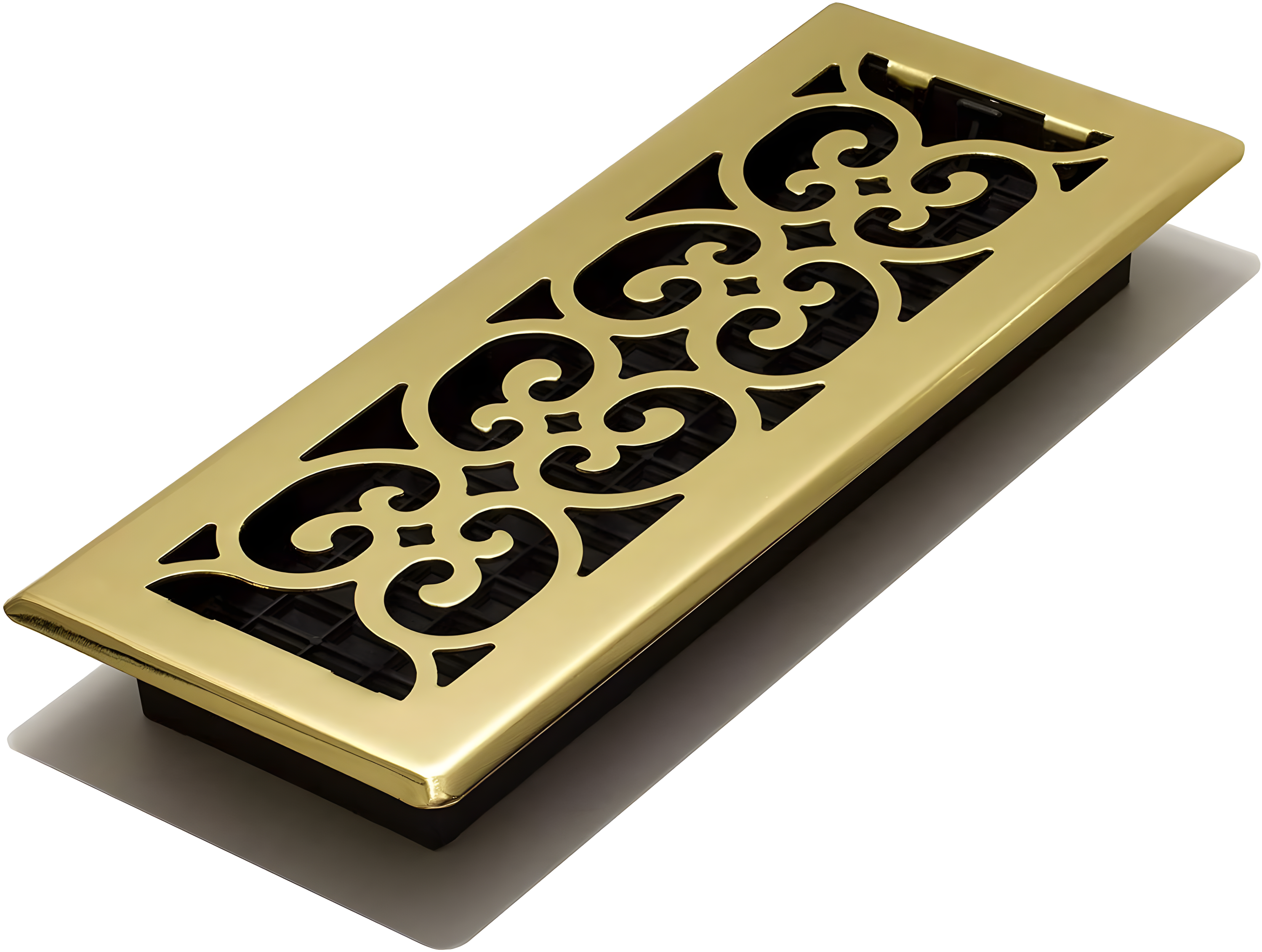 Bright Brass Decorative Steel Floor Register with Damper Box