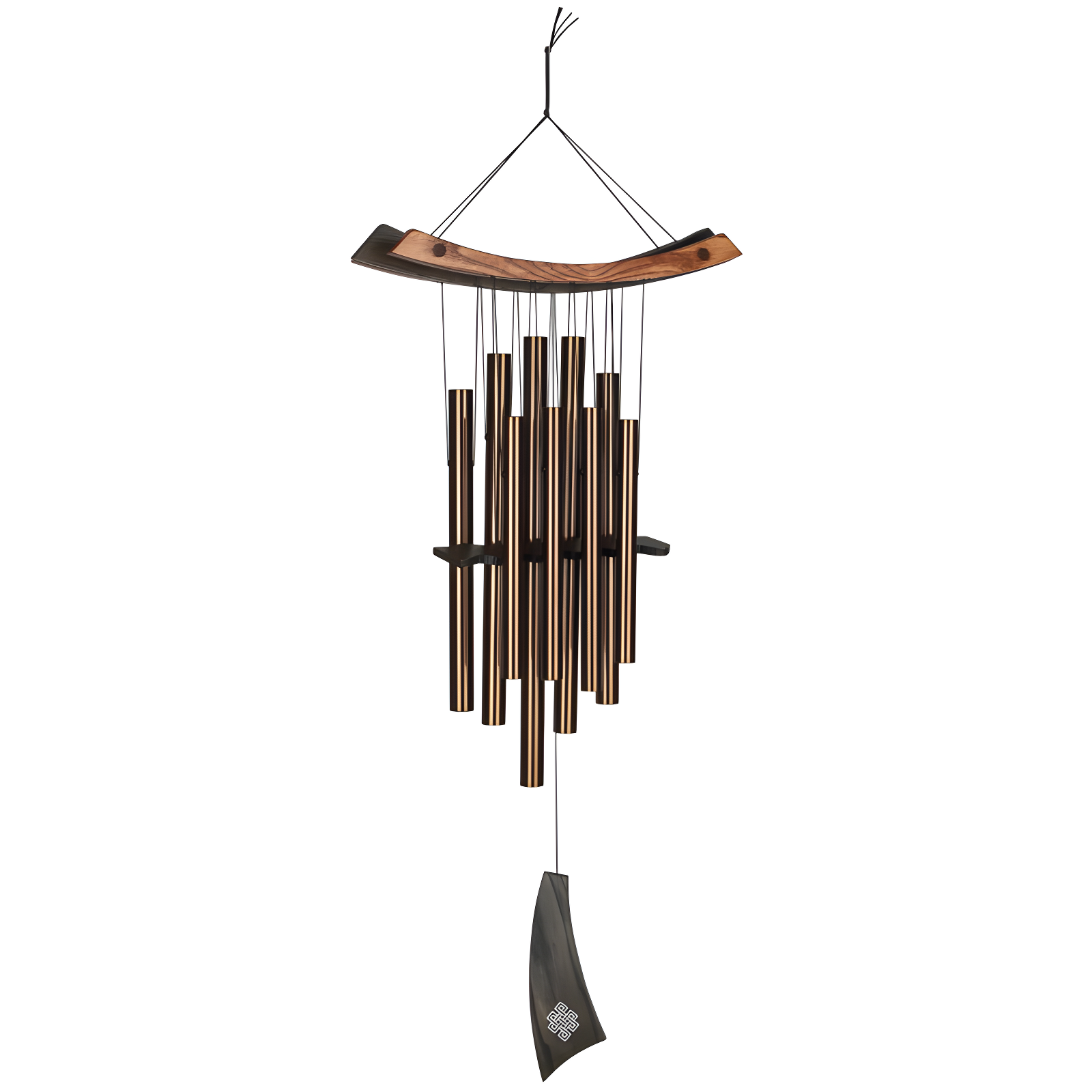 Bronze and Wood 34" Healing Wind Chime with Wave Clapper