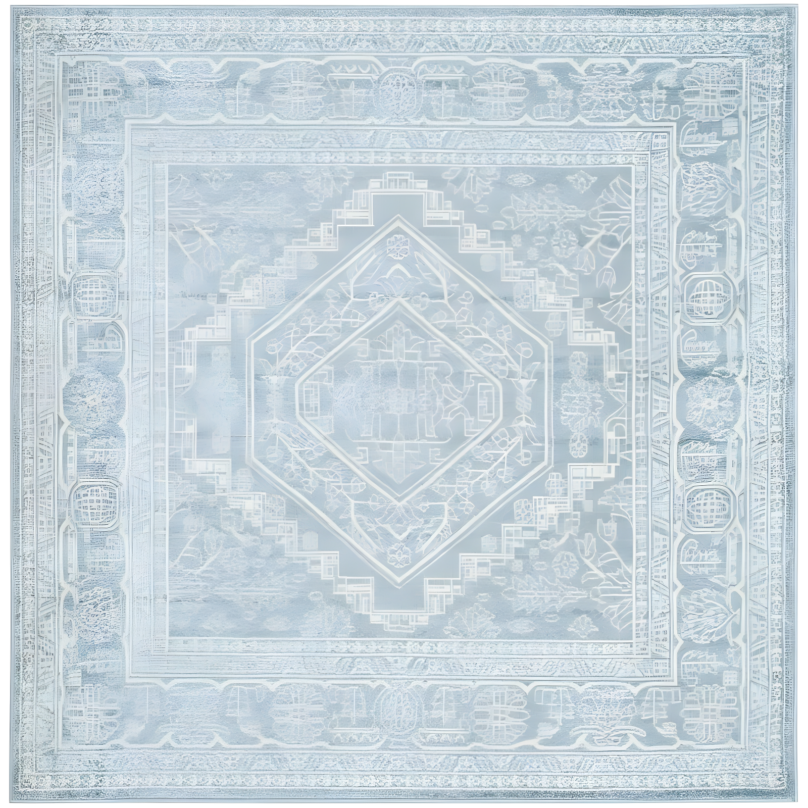 Ivory & Slate Medallion Reversible Square Area Rug, 6' x 6'