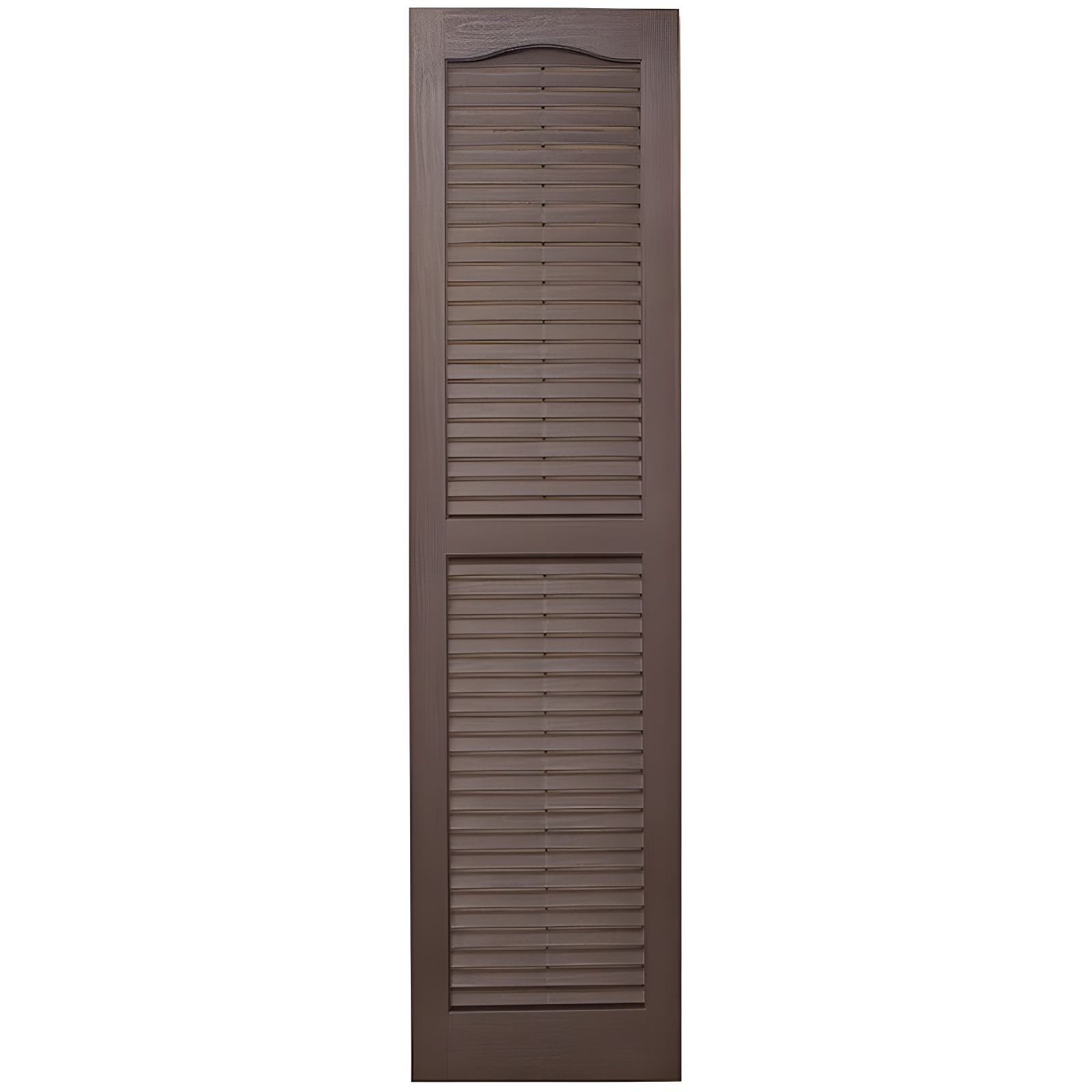 Chocolate Faux Wood Cathedral Top Exterior Shutters Pair