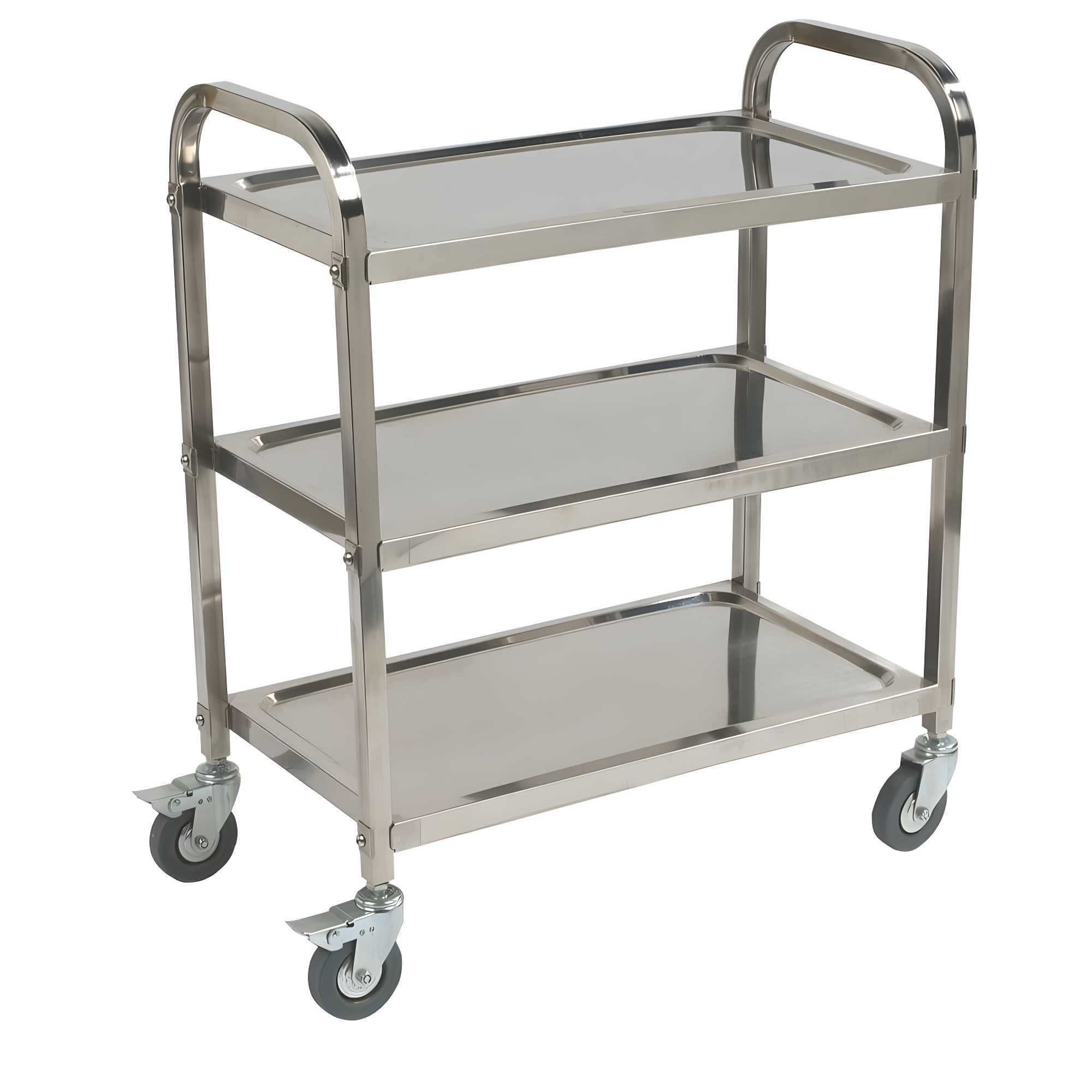 Industrial Silver 3-Shelf Stainless Steel Utility Cart