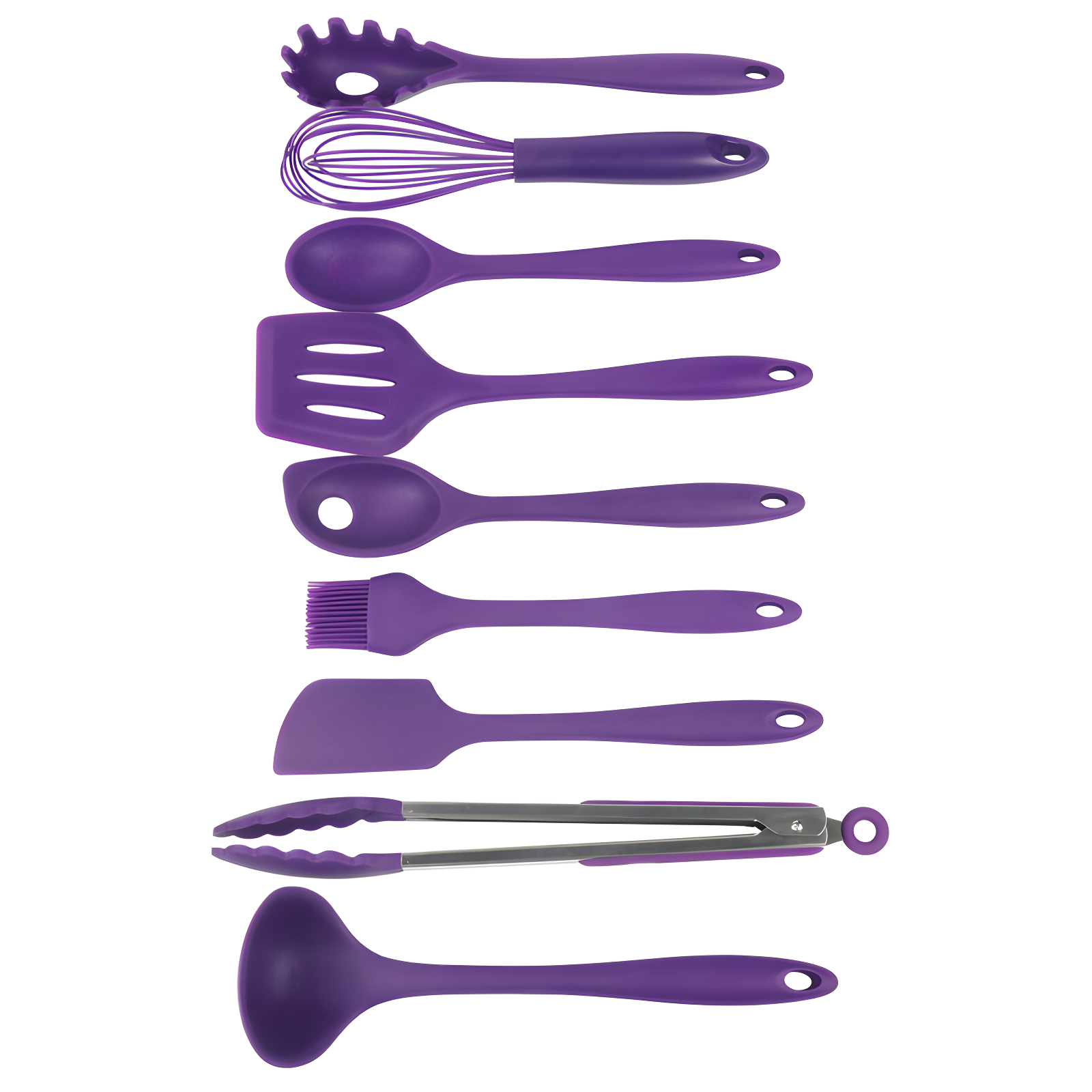 Purple Silicone and Stainless Steel 9-Piece Kitchen Utensil Set