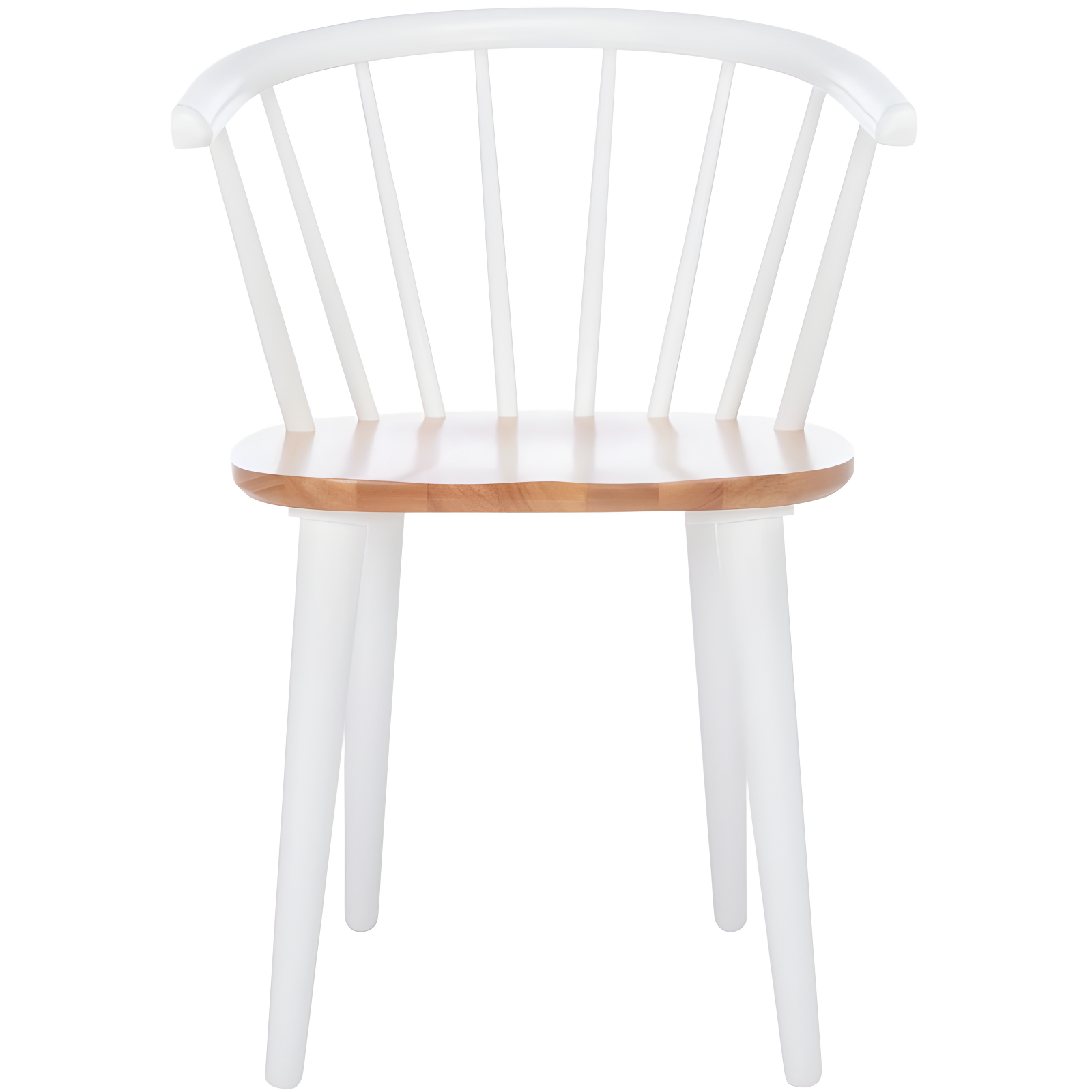 Natural and White Wood Spindle Dining Chair Set