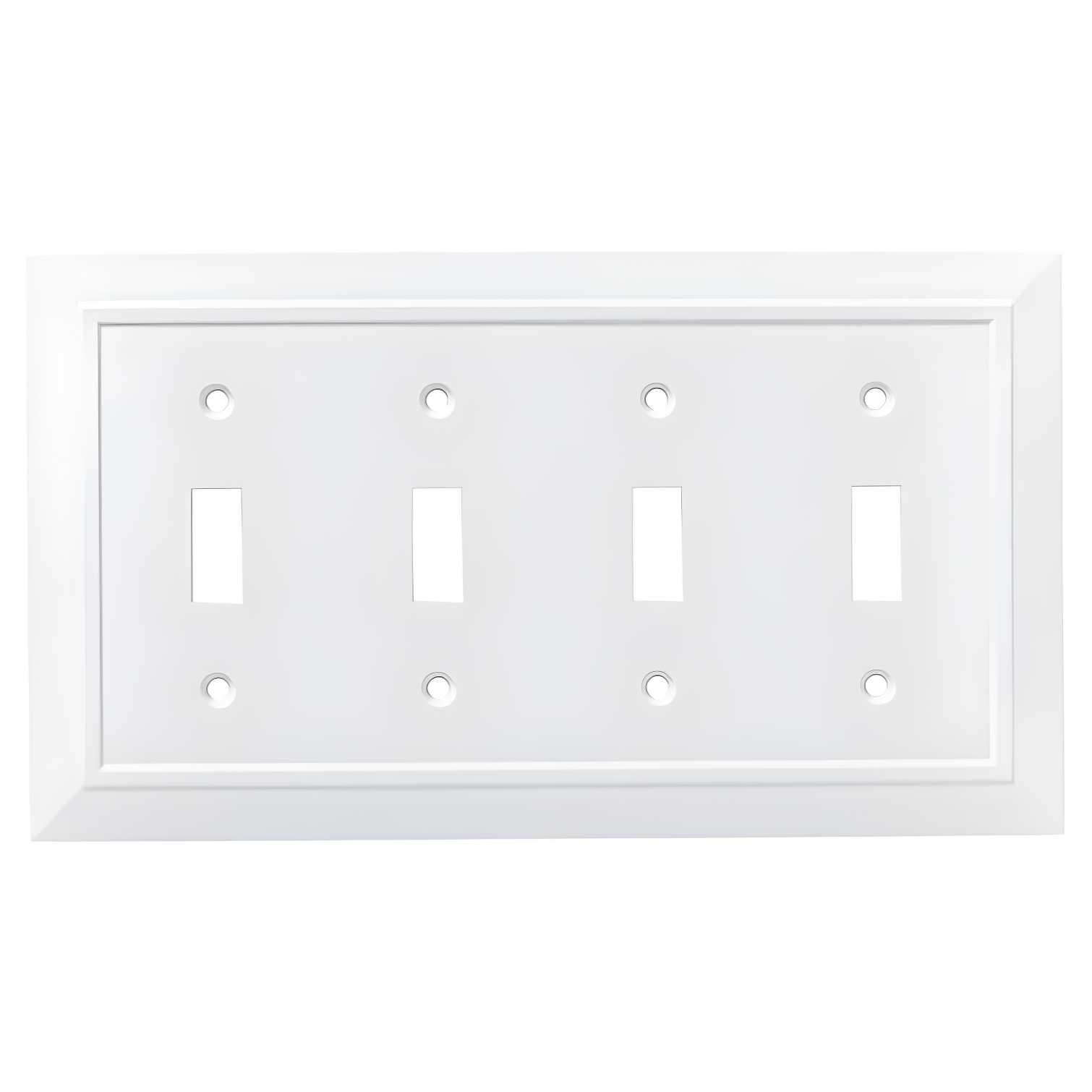 Pure White 4-Gang Decorative Light Switch Wall Plate