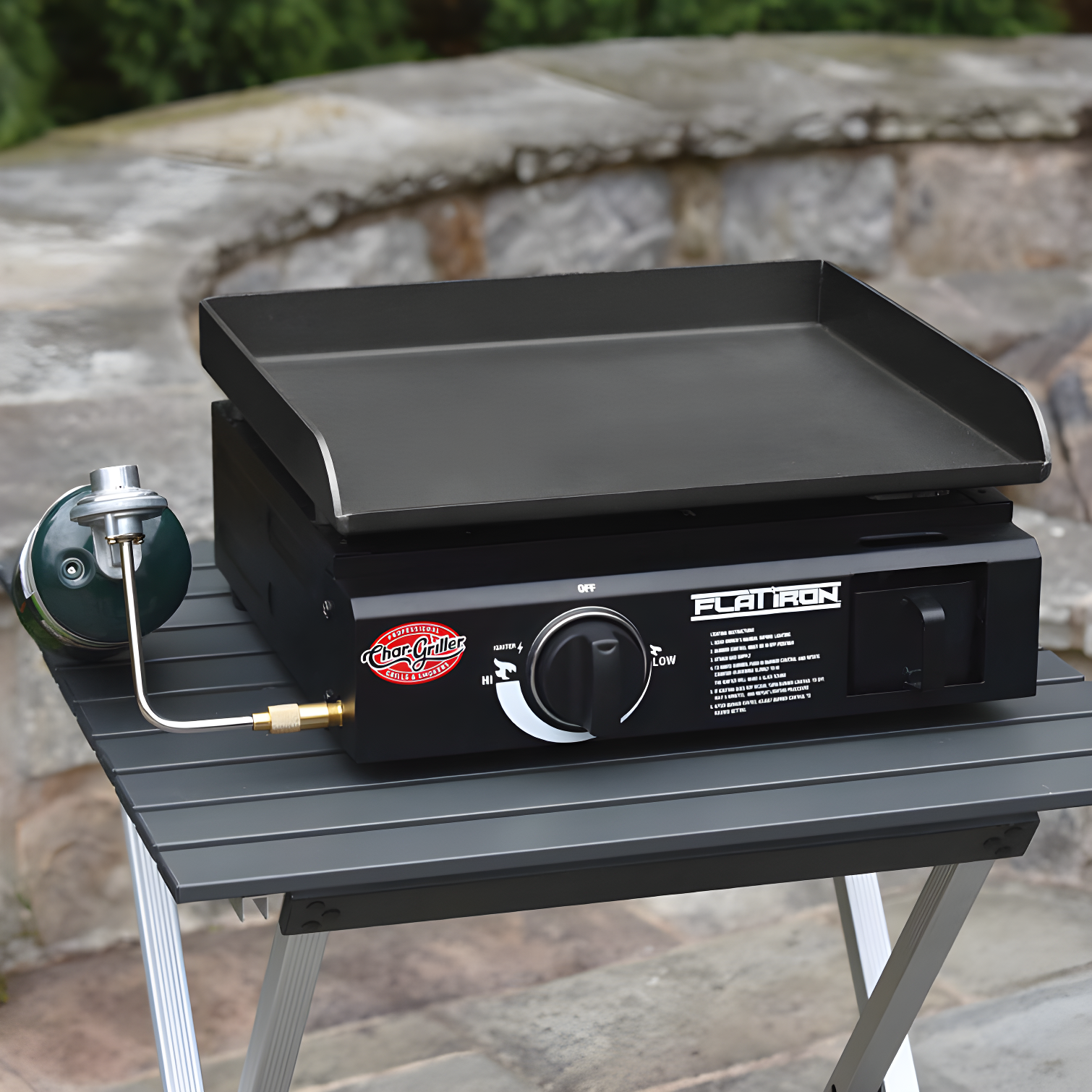 Char-Griller Black Portable Gas Griddle with Steel Top