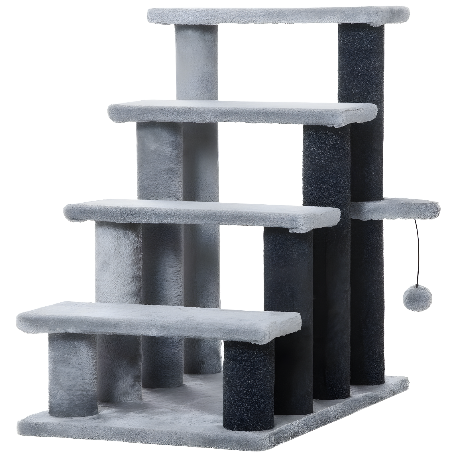 PawHut Light Grey and Black 4-Level Cat Stair Ladder