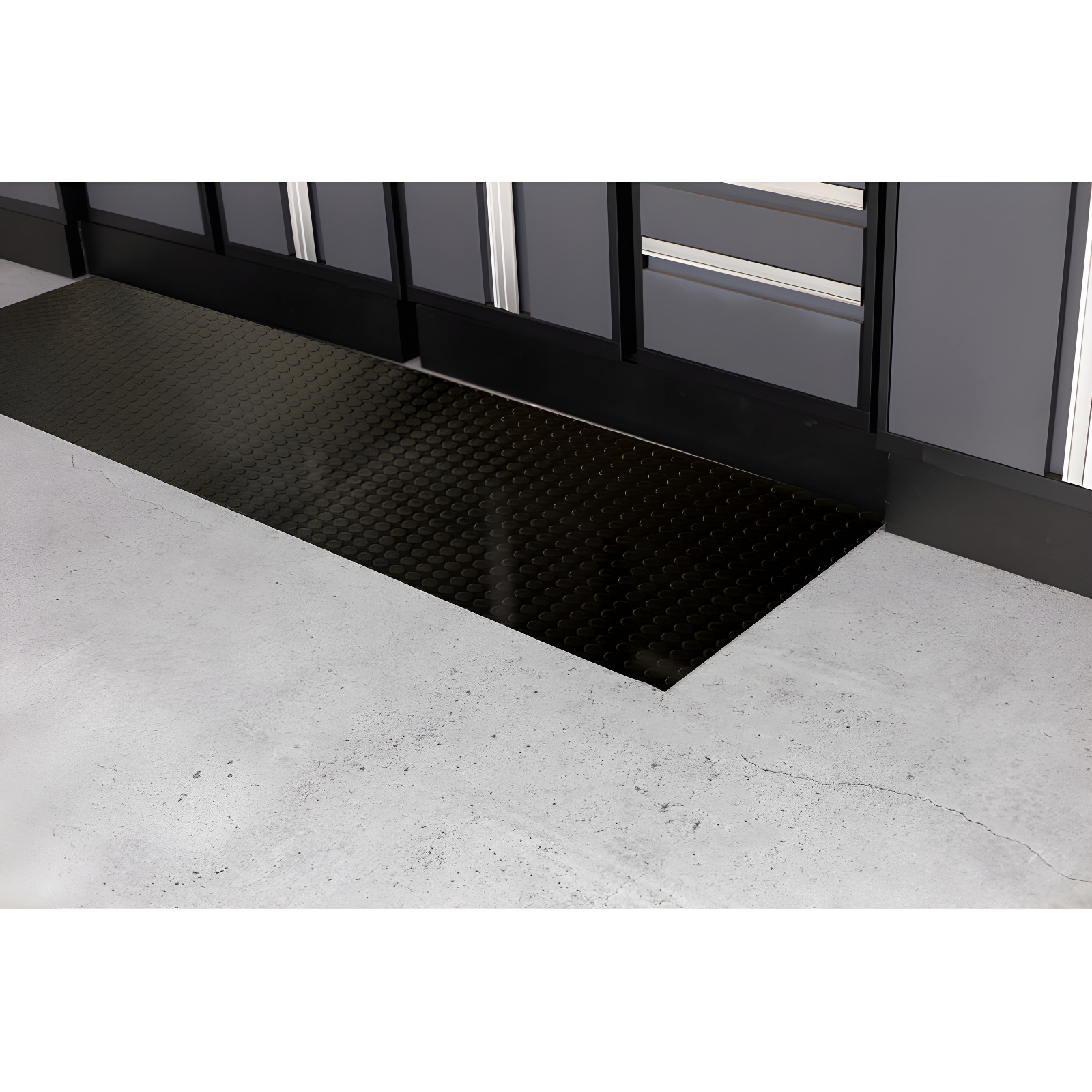 Midnight Black Vinyl Coin Pattern Garage Floor Runner