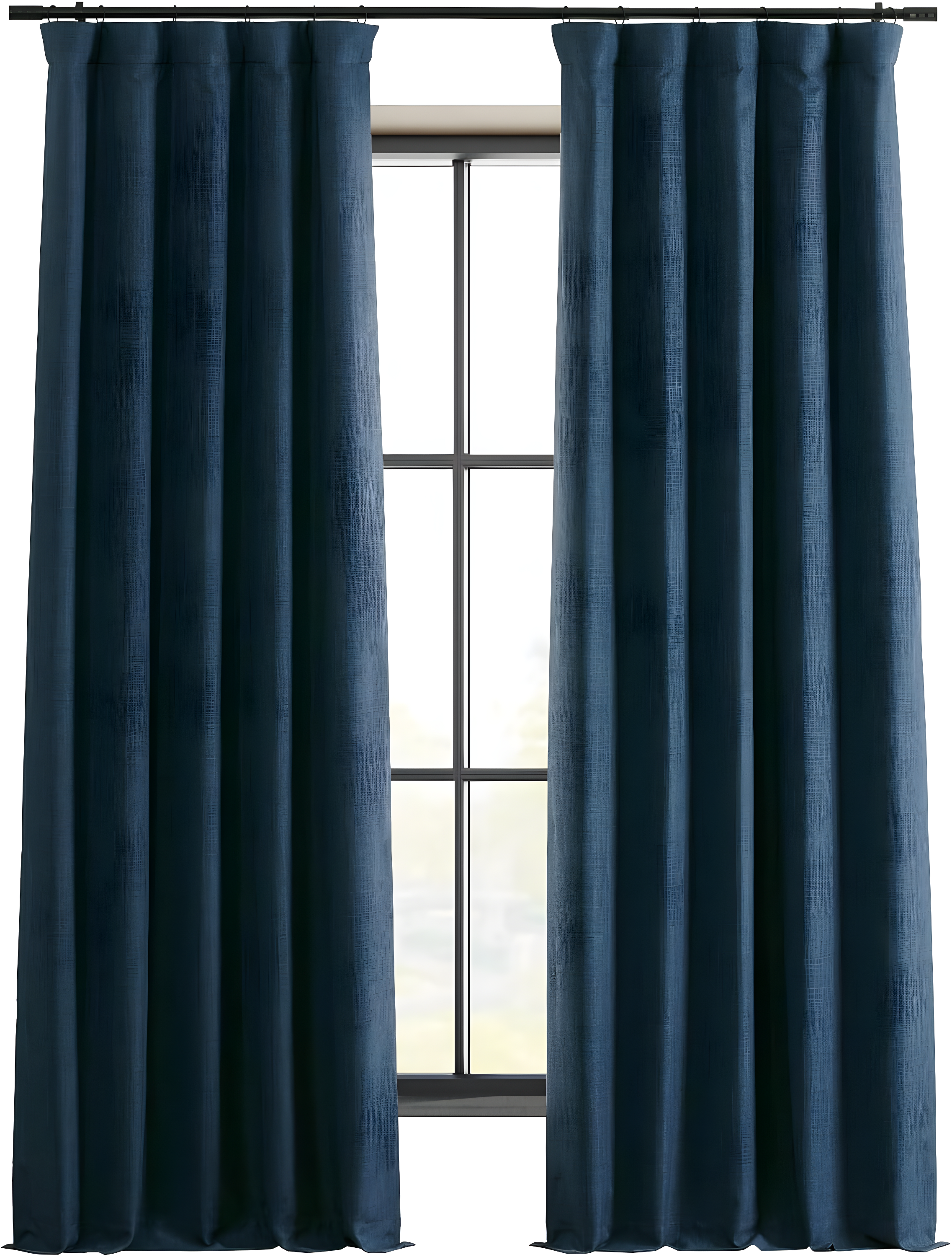 Voyager Blue 84" Blackout Linen Curtains with Rod Pocket