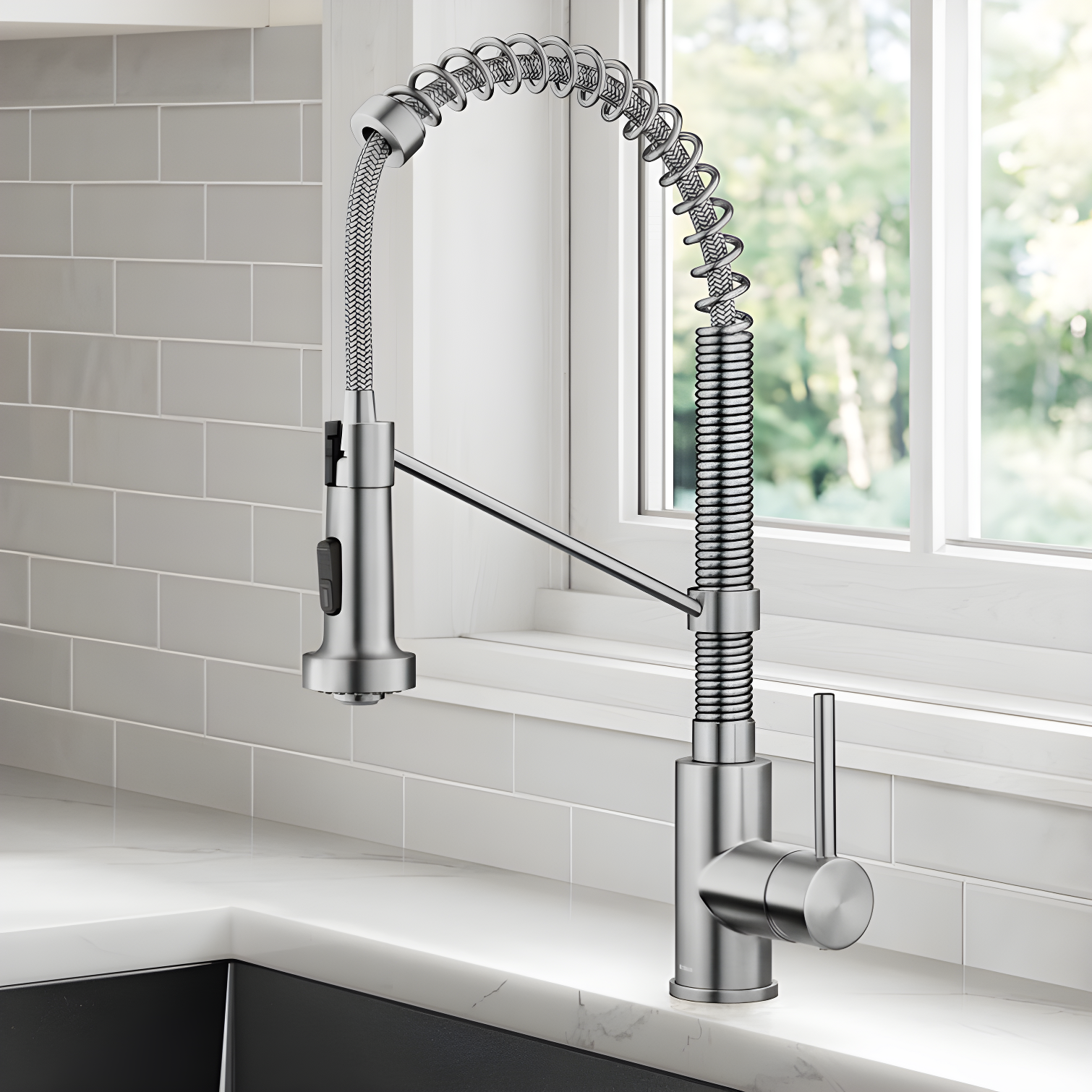 Stainless Steel Commercial Style Pull-Down Kitchen Faucet