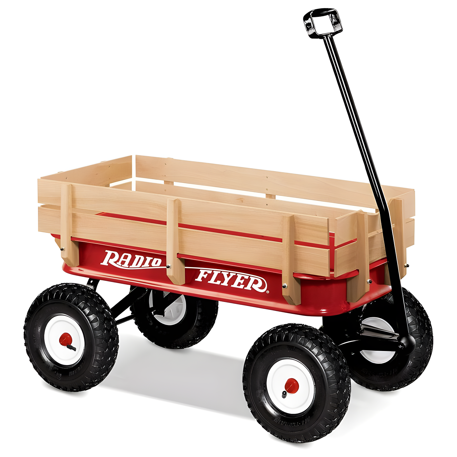 Red All-Terrain Steel Wagon with Wooden Sides