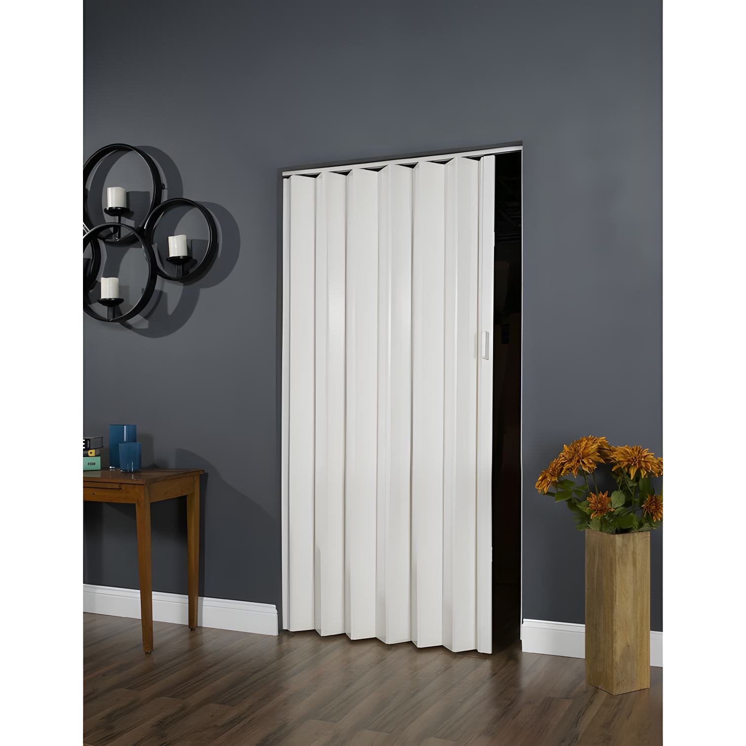 Modern Oakmont 48"x80" Vinyl Accordion Closet Door, White