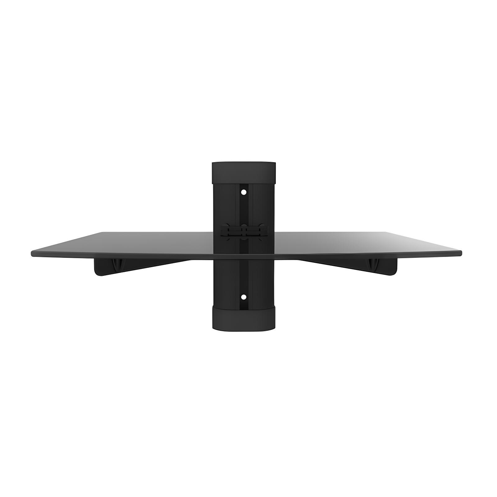 Black Tempered Glass and Steel Floating Wall Shelf