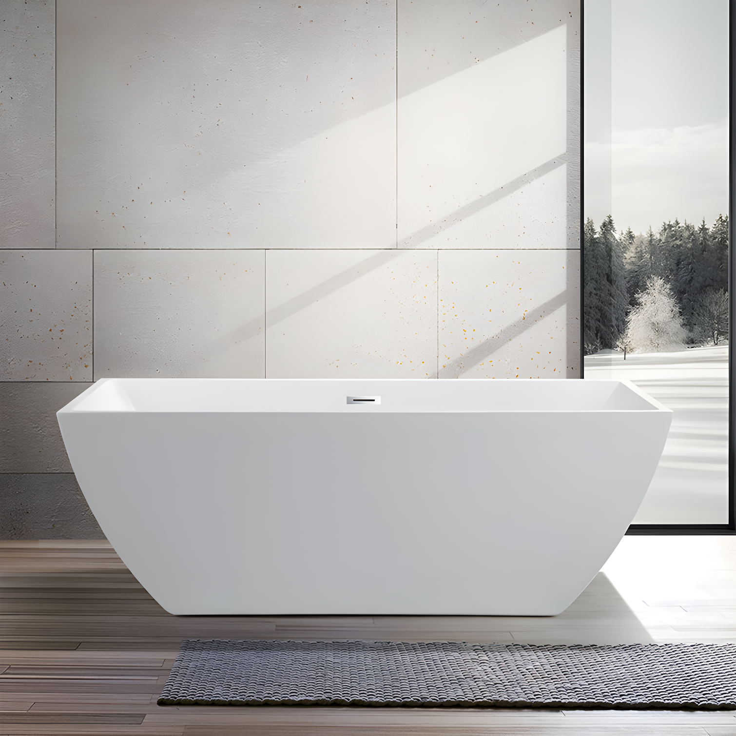 66.9'' White Acrylic Freestanding Soaking Bathtub