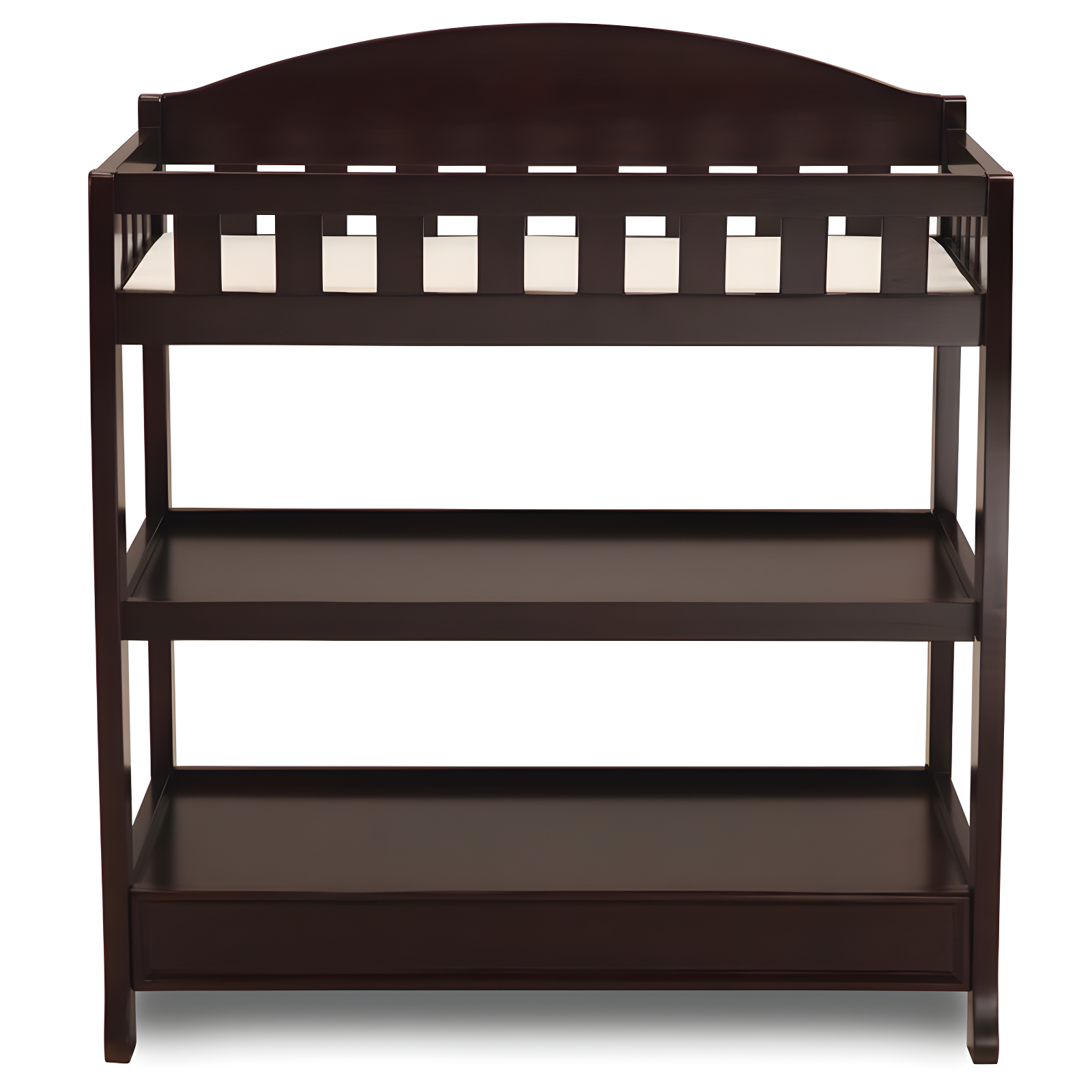 Dark Brown Wood Infant Changing Table with Safety Strap