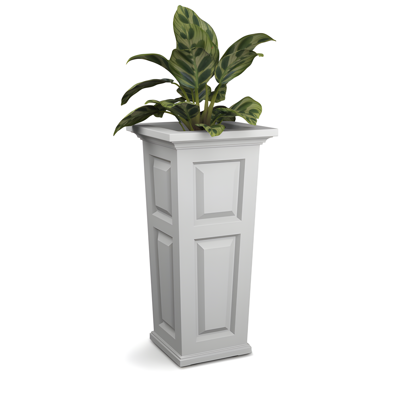 White Tall Resin Outdoor Planter with Self-Watering System