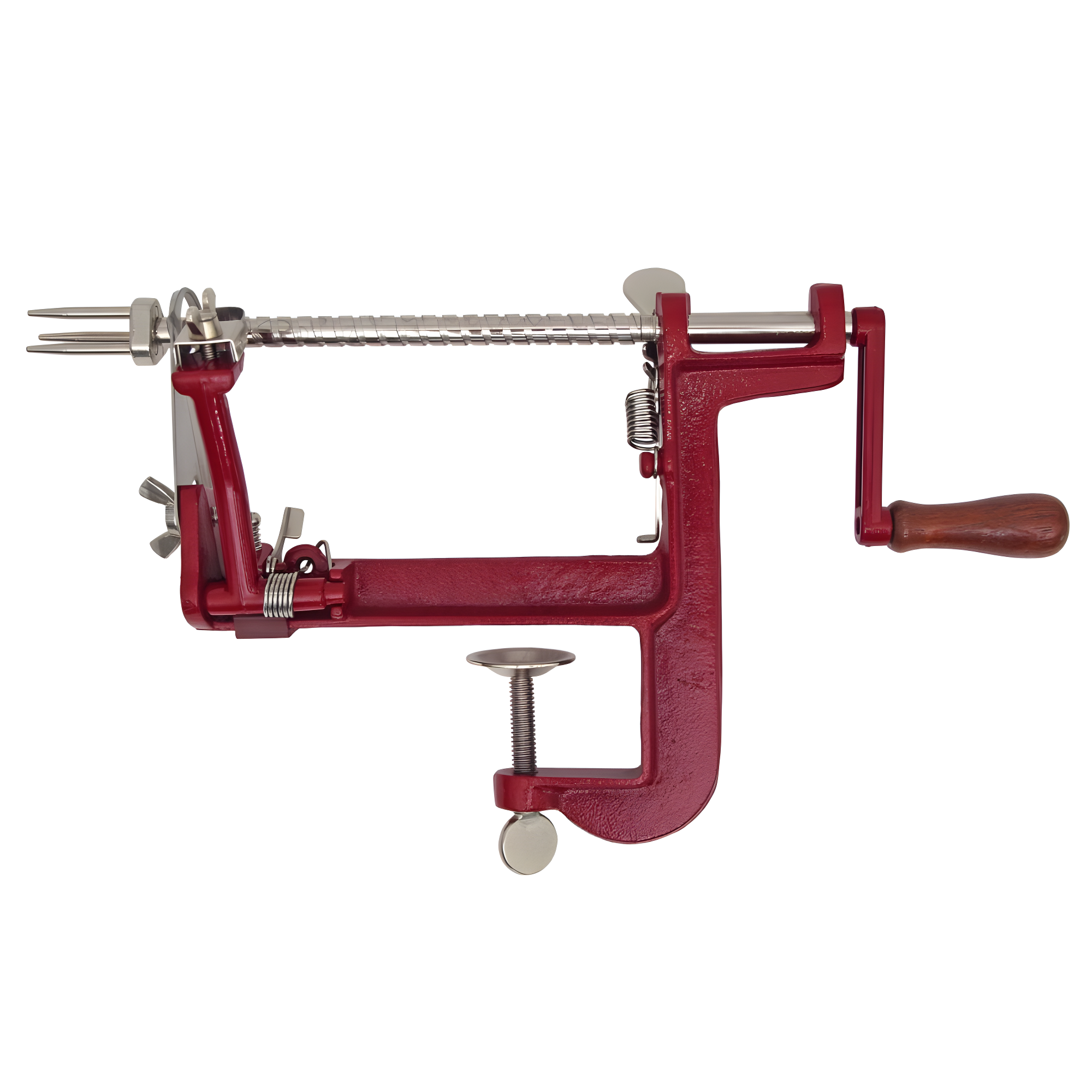 Heavy Duty Red Cast Iron Apple Peeler with Stainless Steel Blades