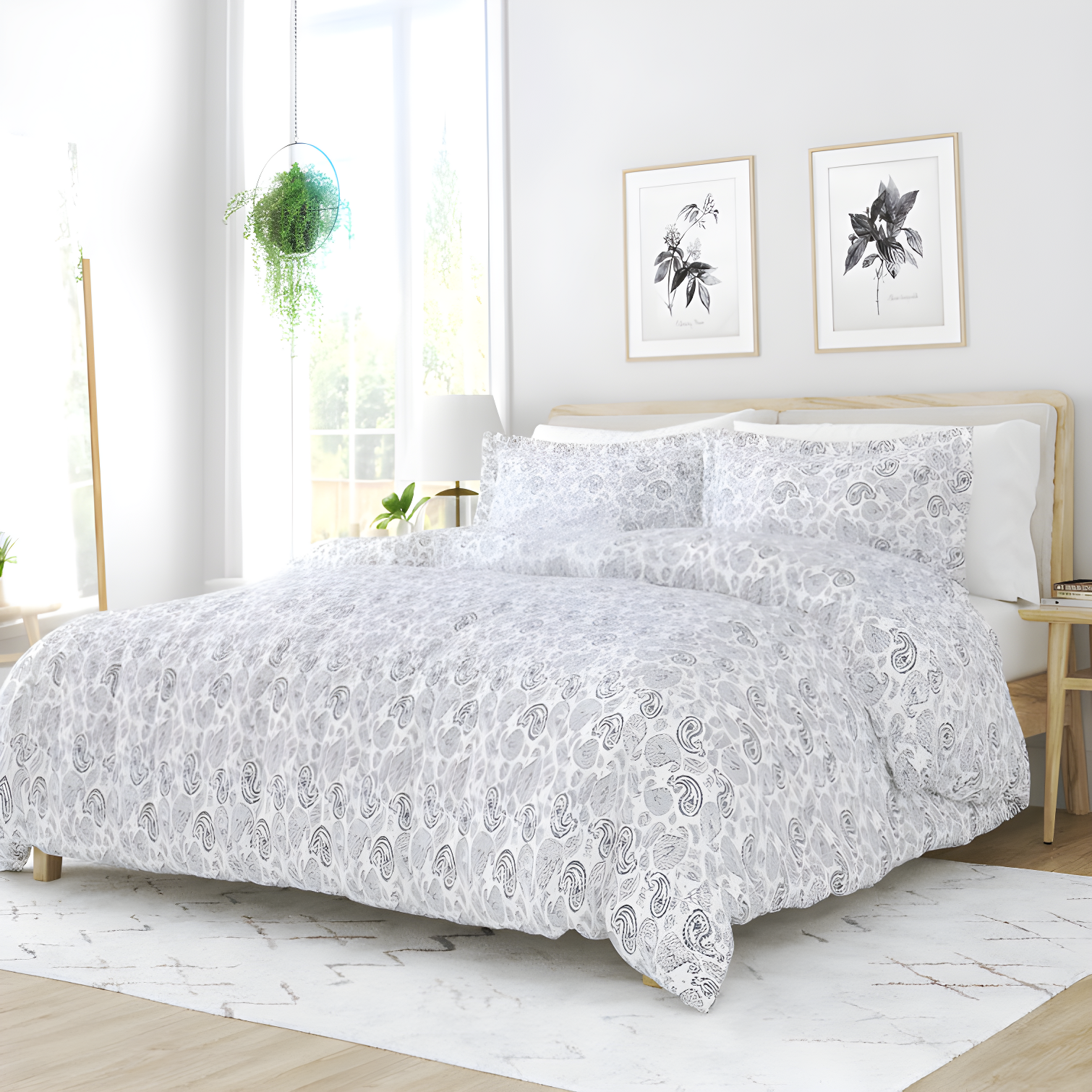 Navy Paisley Queen/Full Duvet Cover Set with Shams