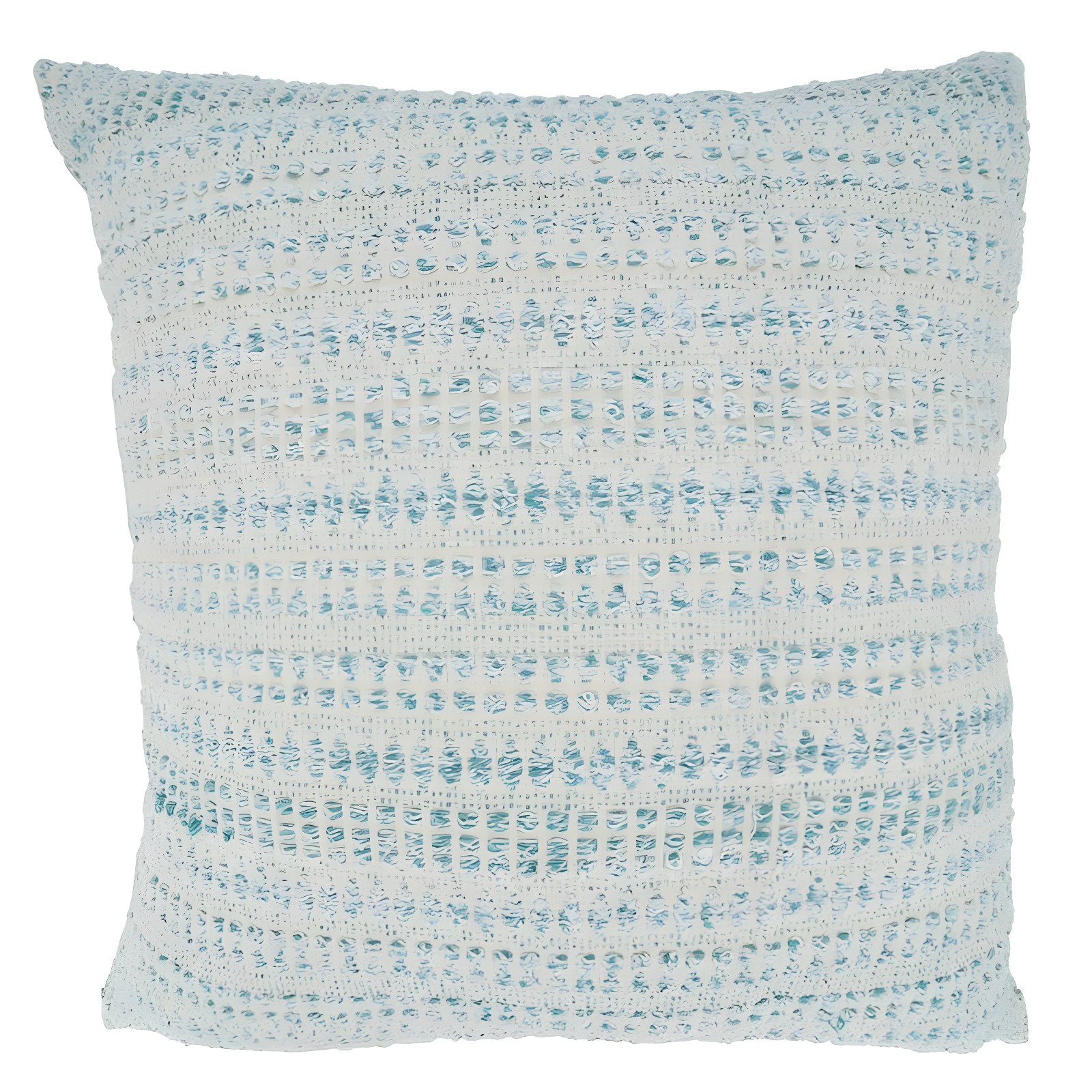 Aqua and White Woven Line Square Throw Pillow