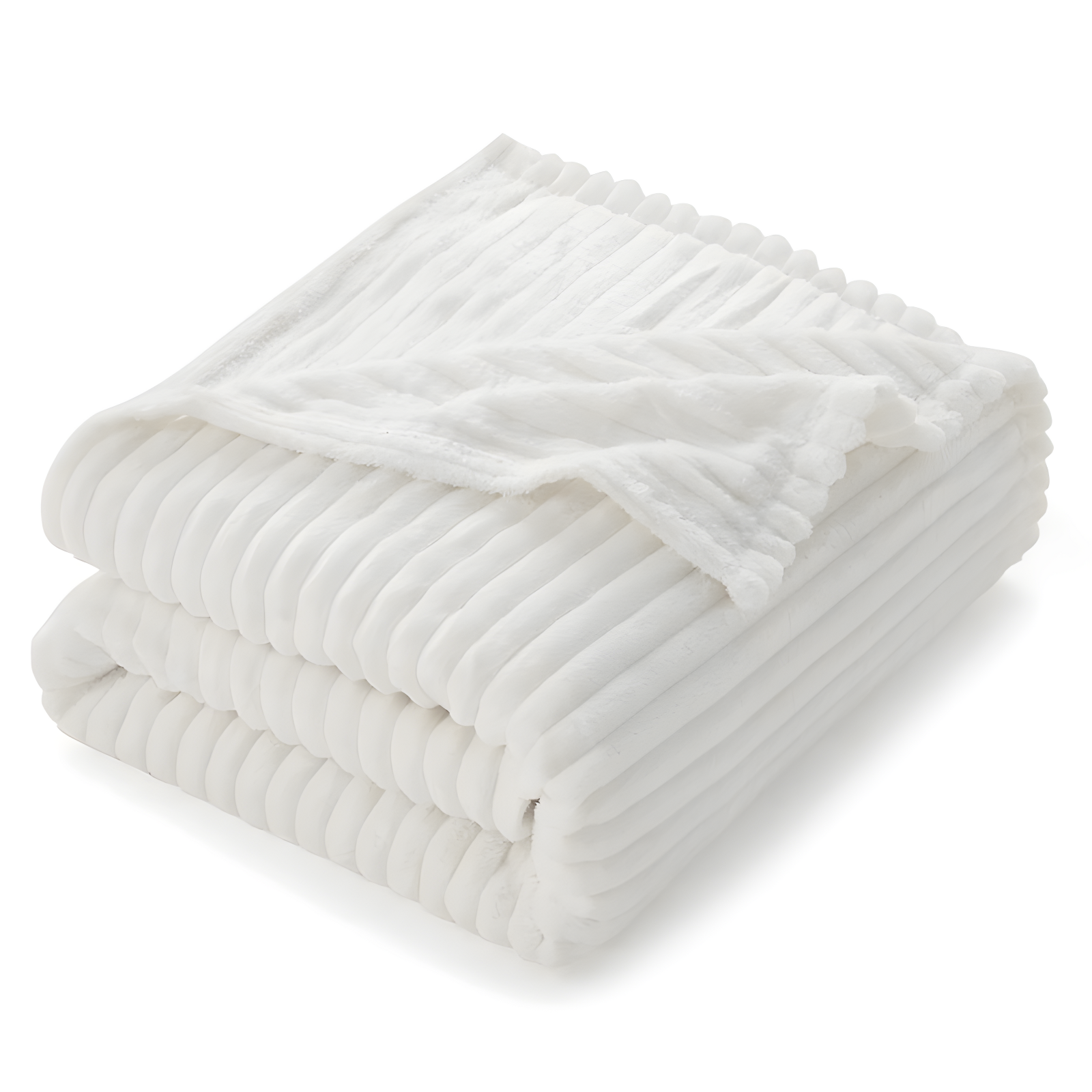 White Plush Fleece Throw Blanket, 50x60 inches, Lightweight and Cozy