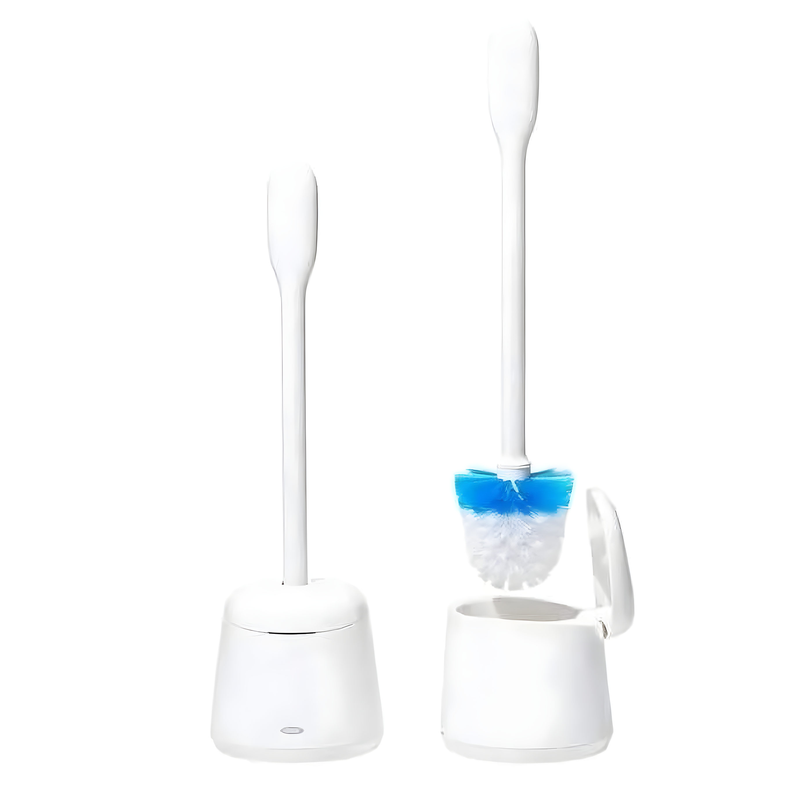 White Plastic Toilet Brush Set with Auto-Open Canister