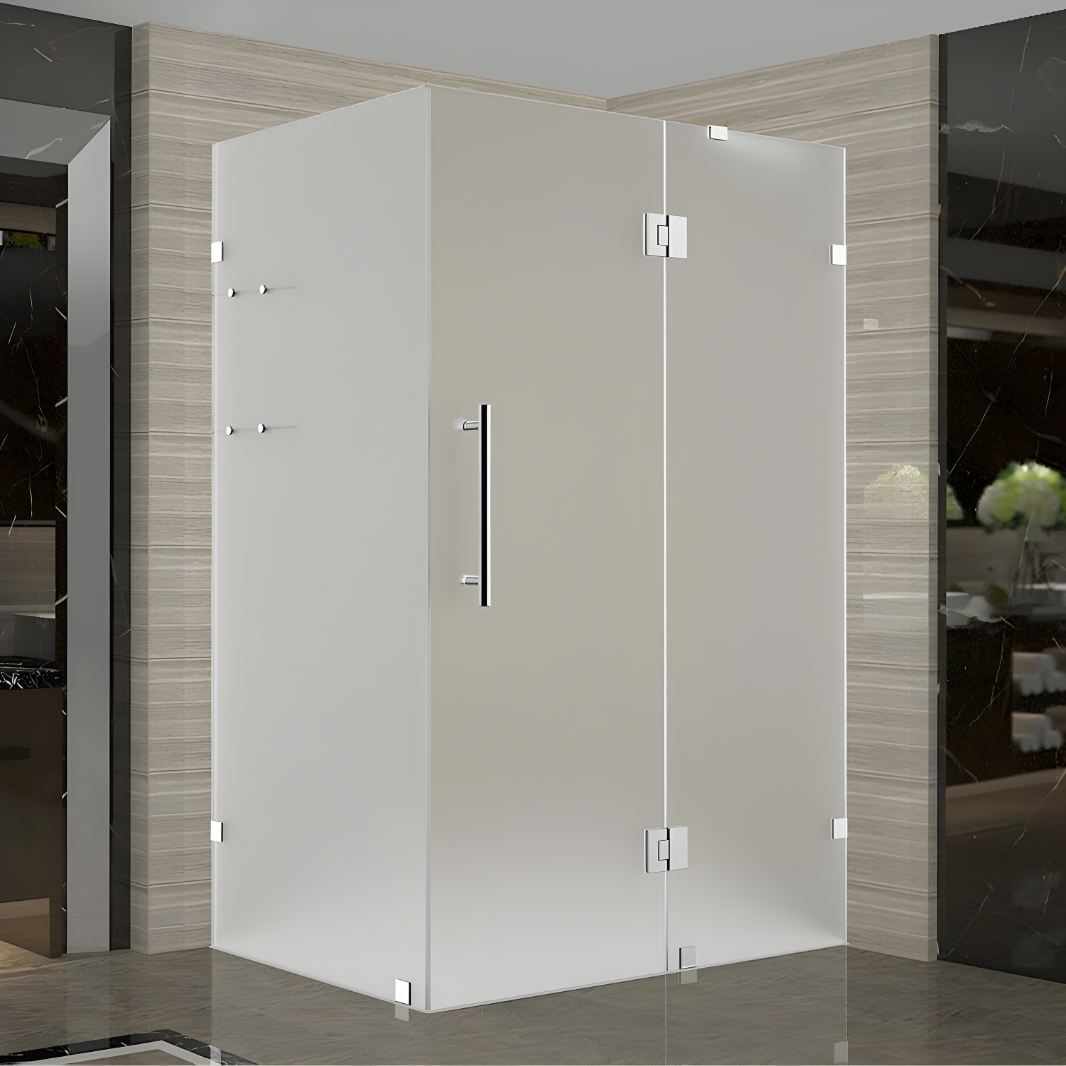 Avalux GS 33" x 72" Frameless Frosted Glass Shower Enclosure