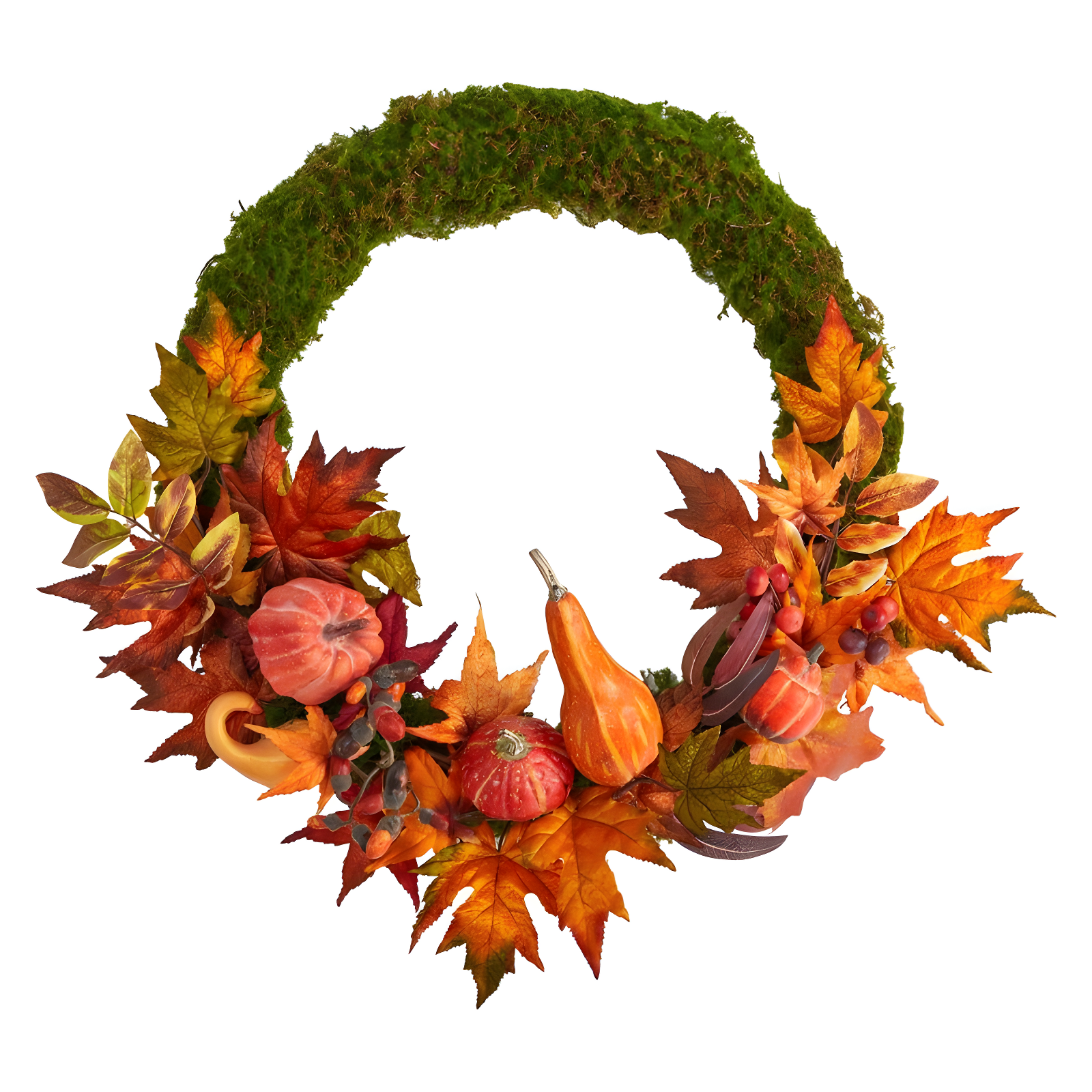 Autumn Pumpkin and Gourd Fall Maple Leaf Artificial Wreath