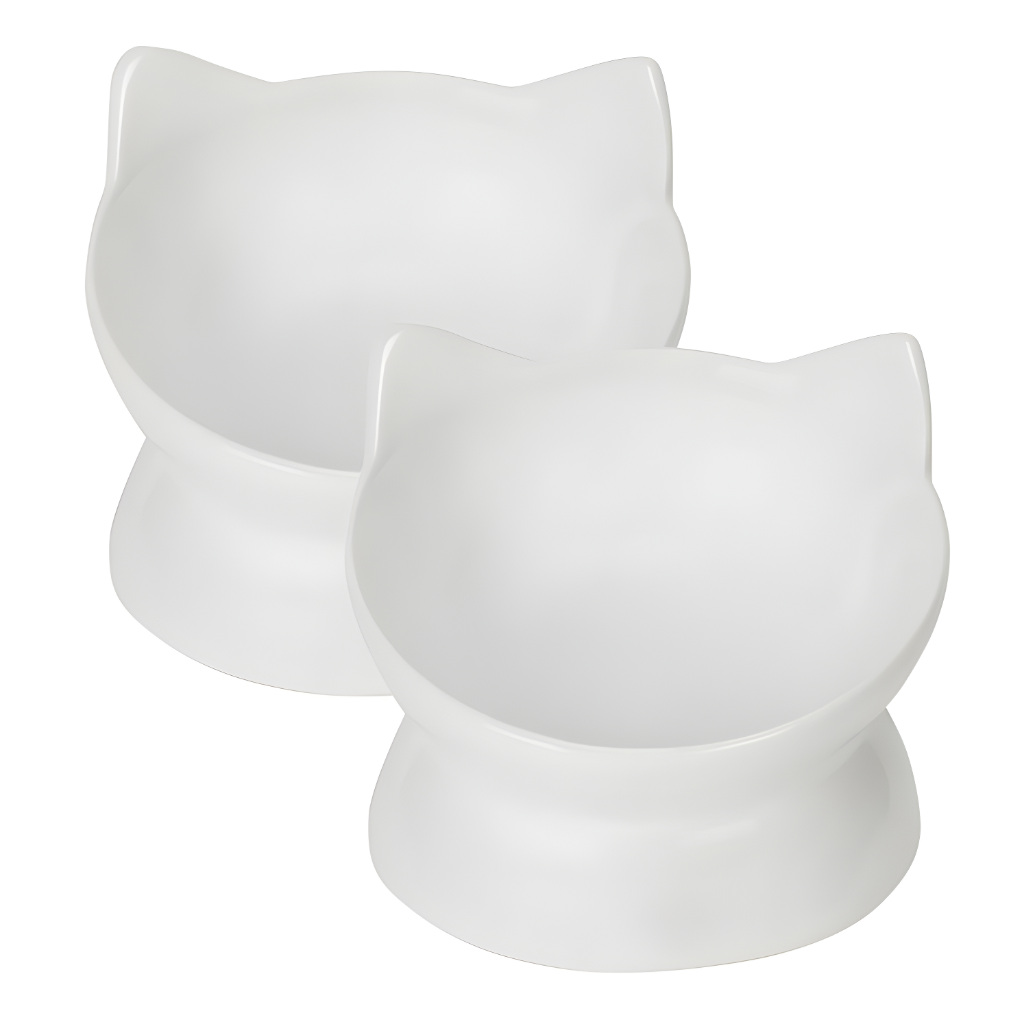 Oscar White Ceramic Elevated Cat Bowls Set