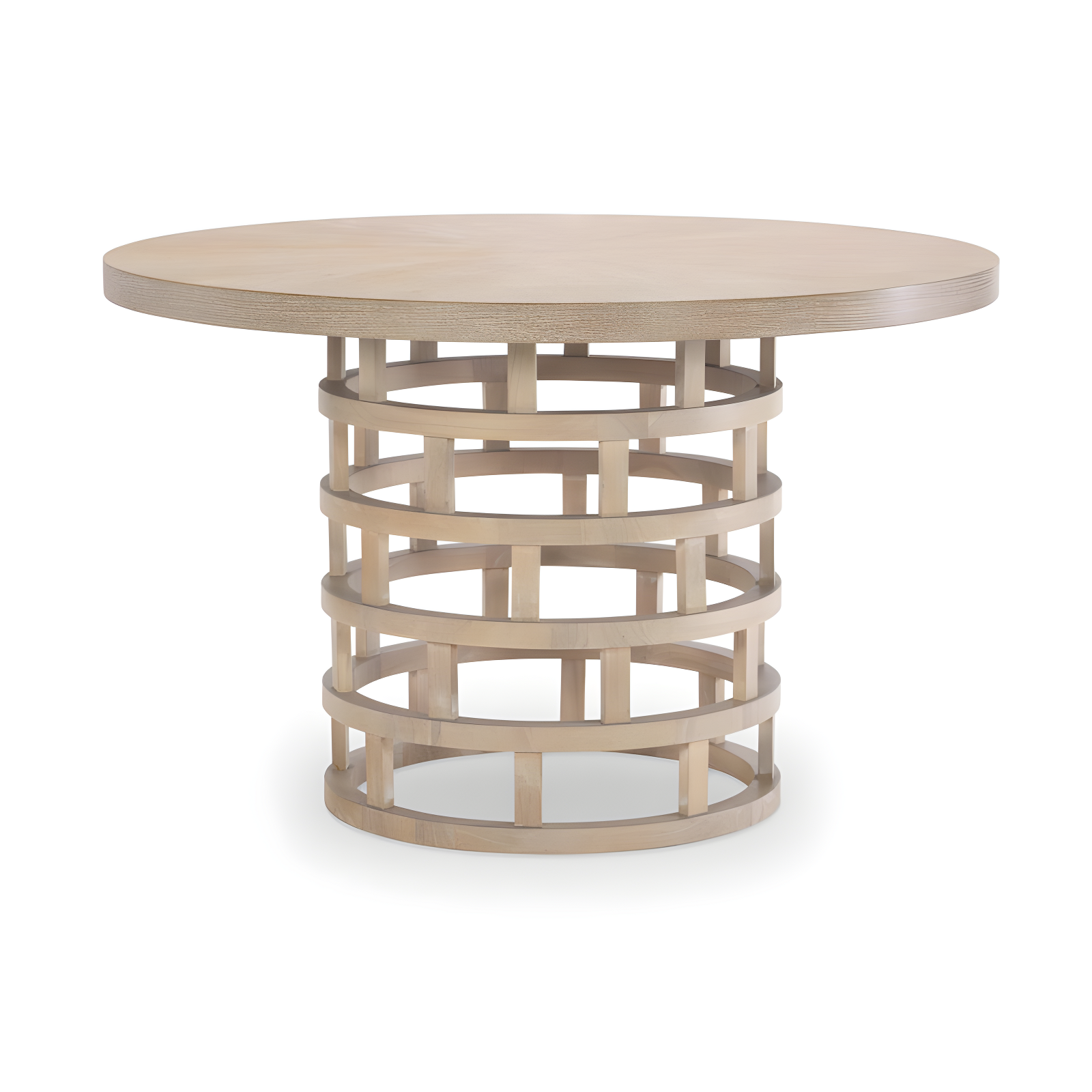 Biscayne Beige and White Round Oak Dining Table