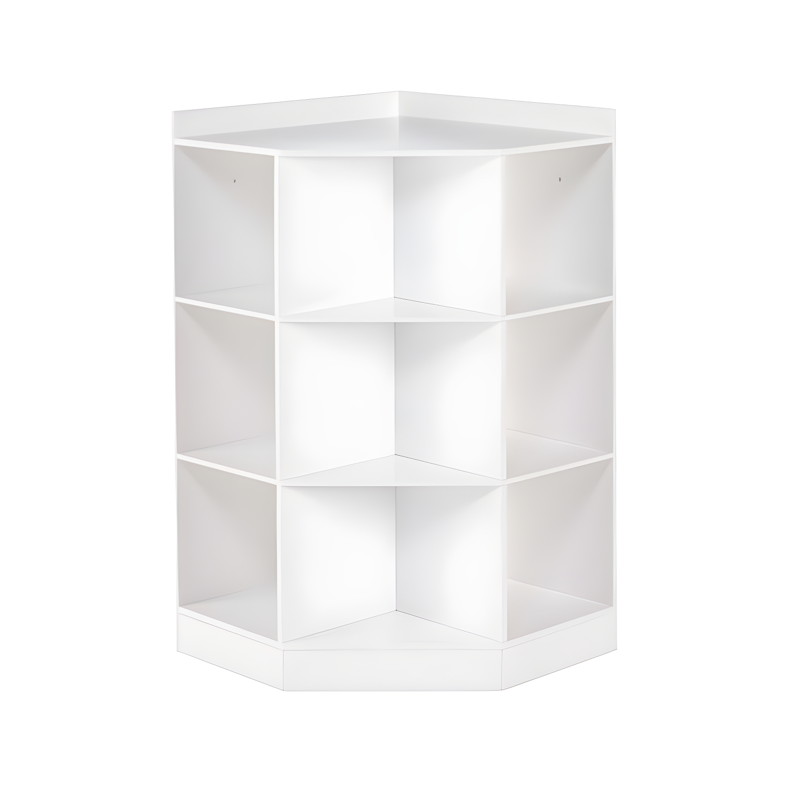 White MDF Kids Corner Storage Cabinet with 6 Cubbies and 3 Shelves