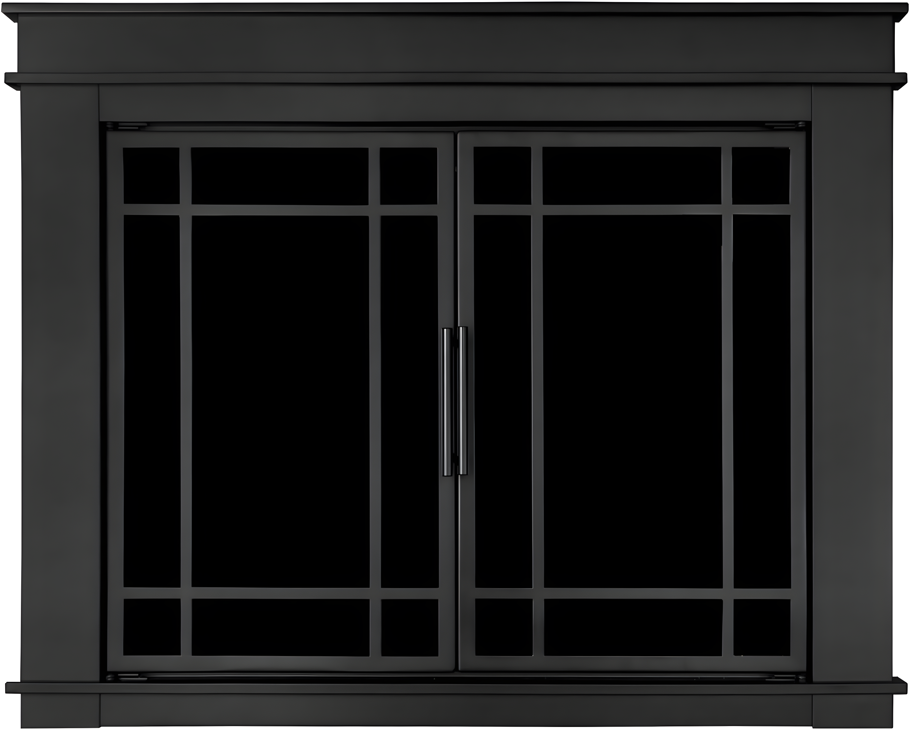 Midnight Black Steel and Glass Fireplace Screen