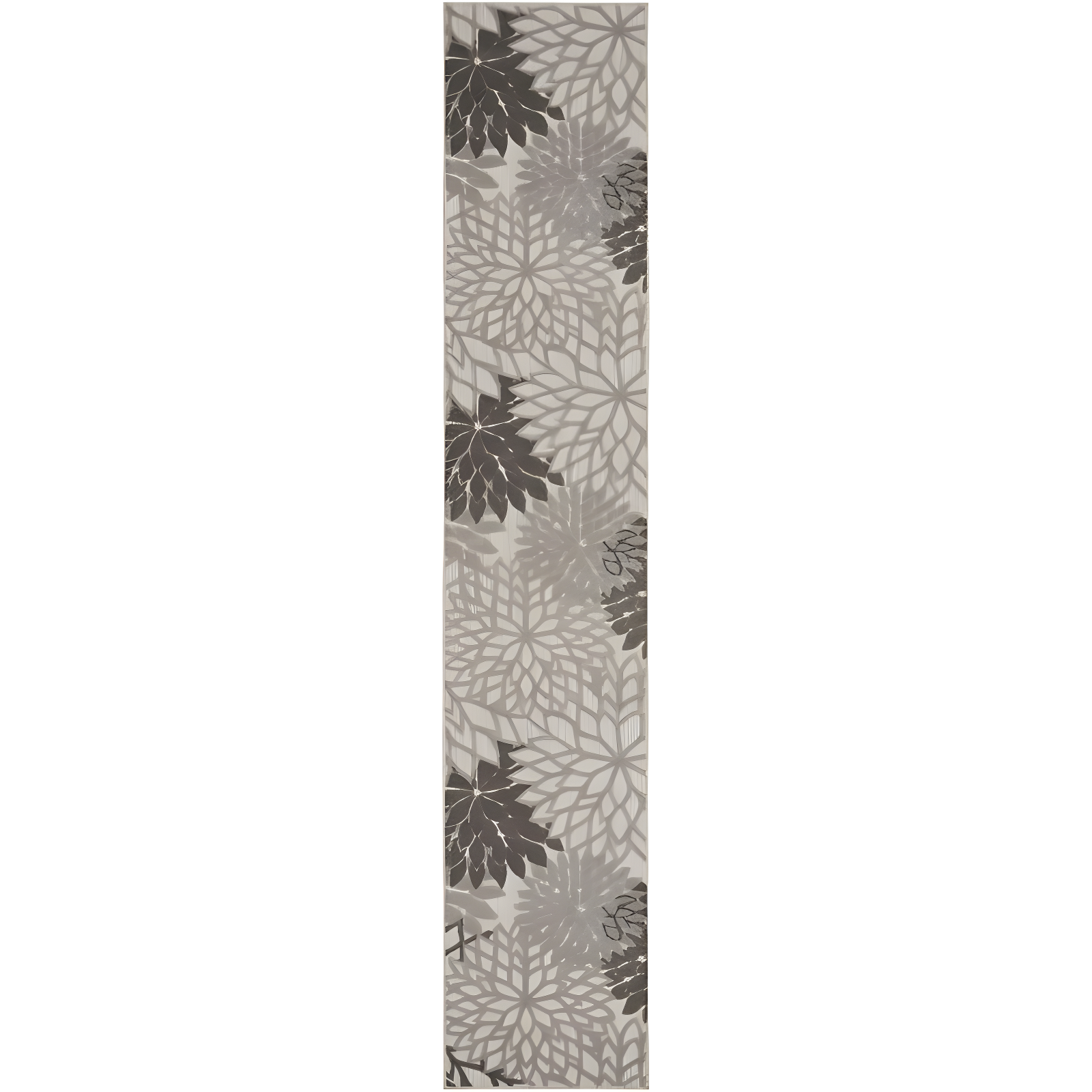 Silver Grey Floral Synthetic Runner Rug 2'3" x 12'