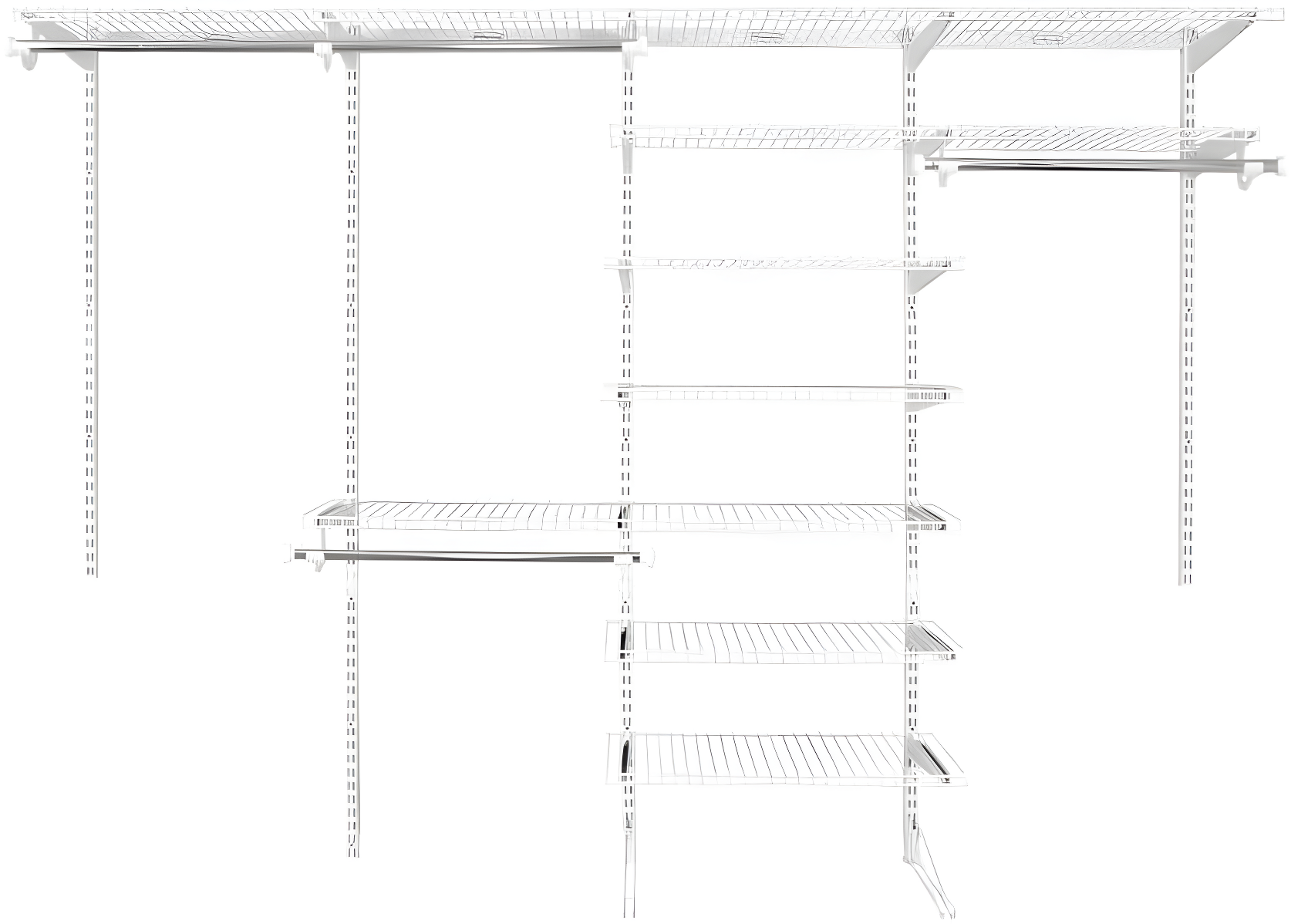 Adjustable White Metal Wire Closet Kit for 6-10 Ft Spaces