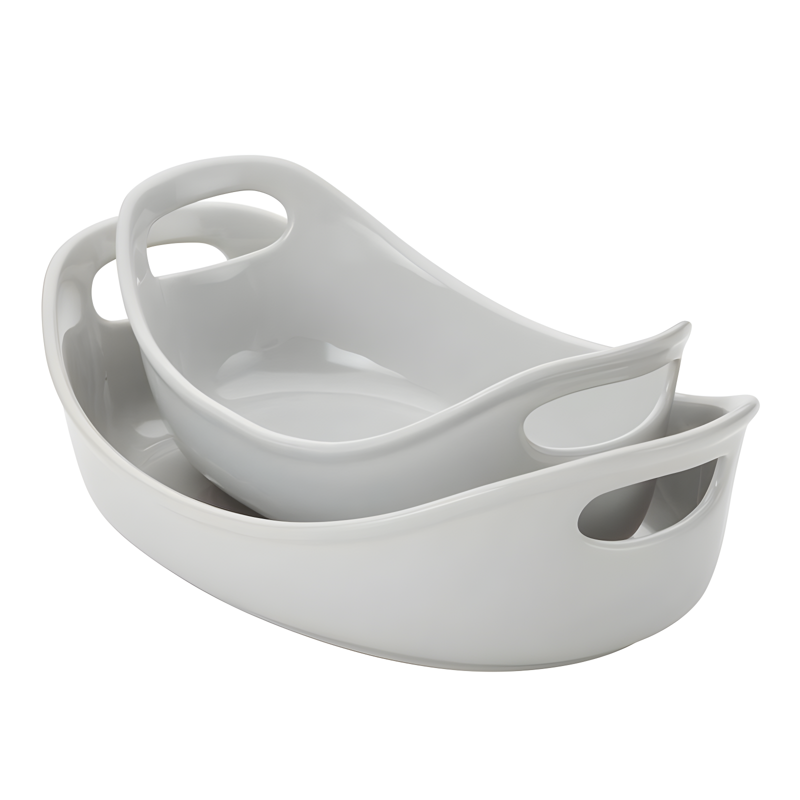 Light Sea Salt Gray Ceramic Oval Baker Set, 2-Piece