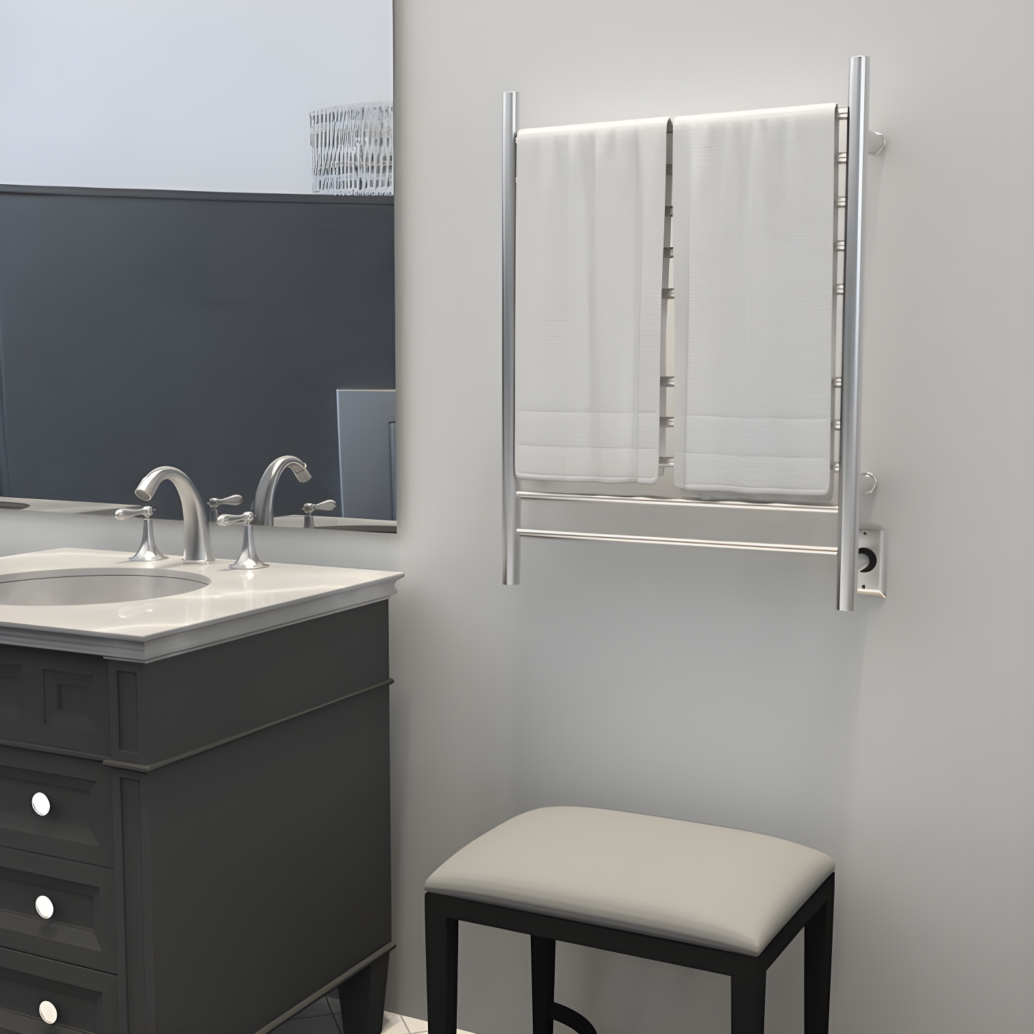 Polished Nickel 24.5" Wall Mounted Electric Towel Warmer