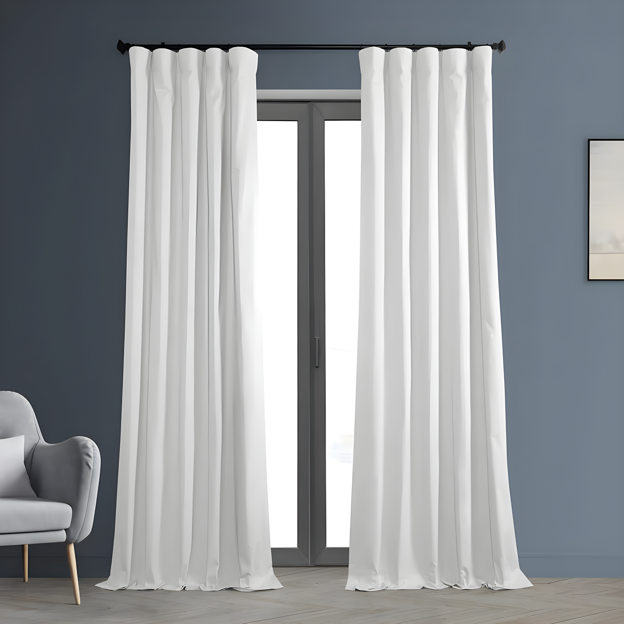 Whisper White Cotton Blackout Curtains 108" Long