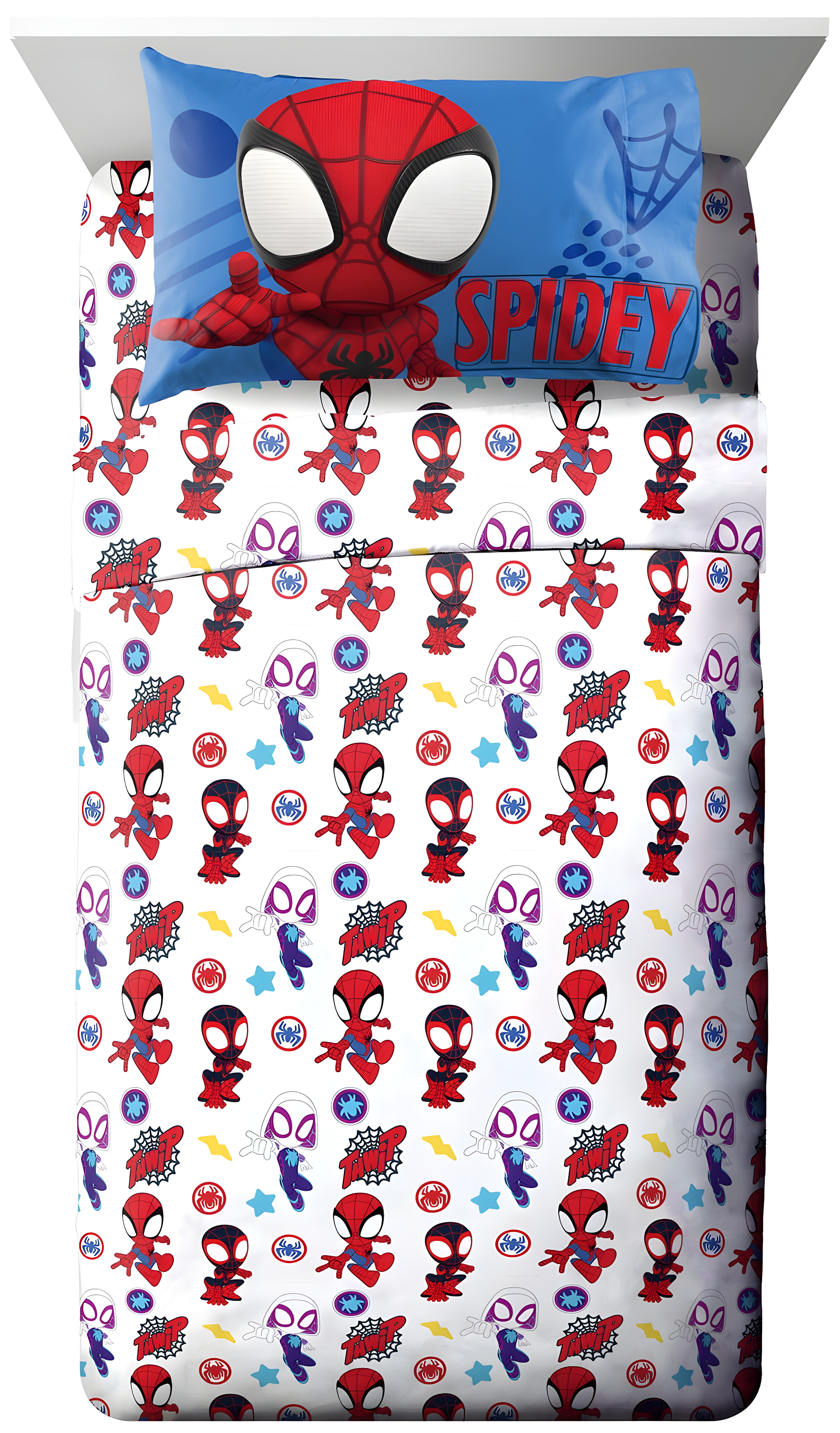 Marvel Spidey Twin Size White Microfiber Sheet Set