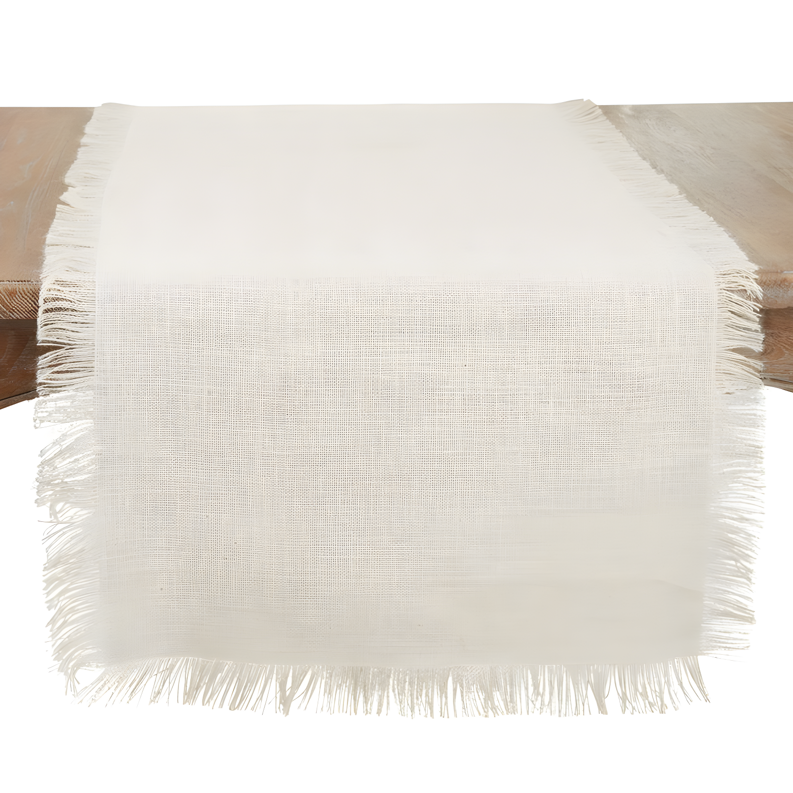 Ivory Fringed Jute Table Runner, 20x70 Inch