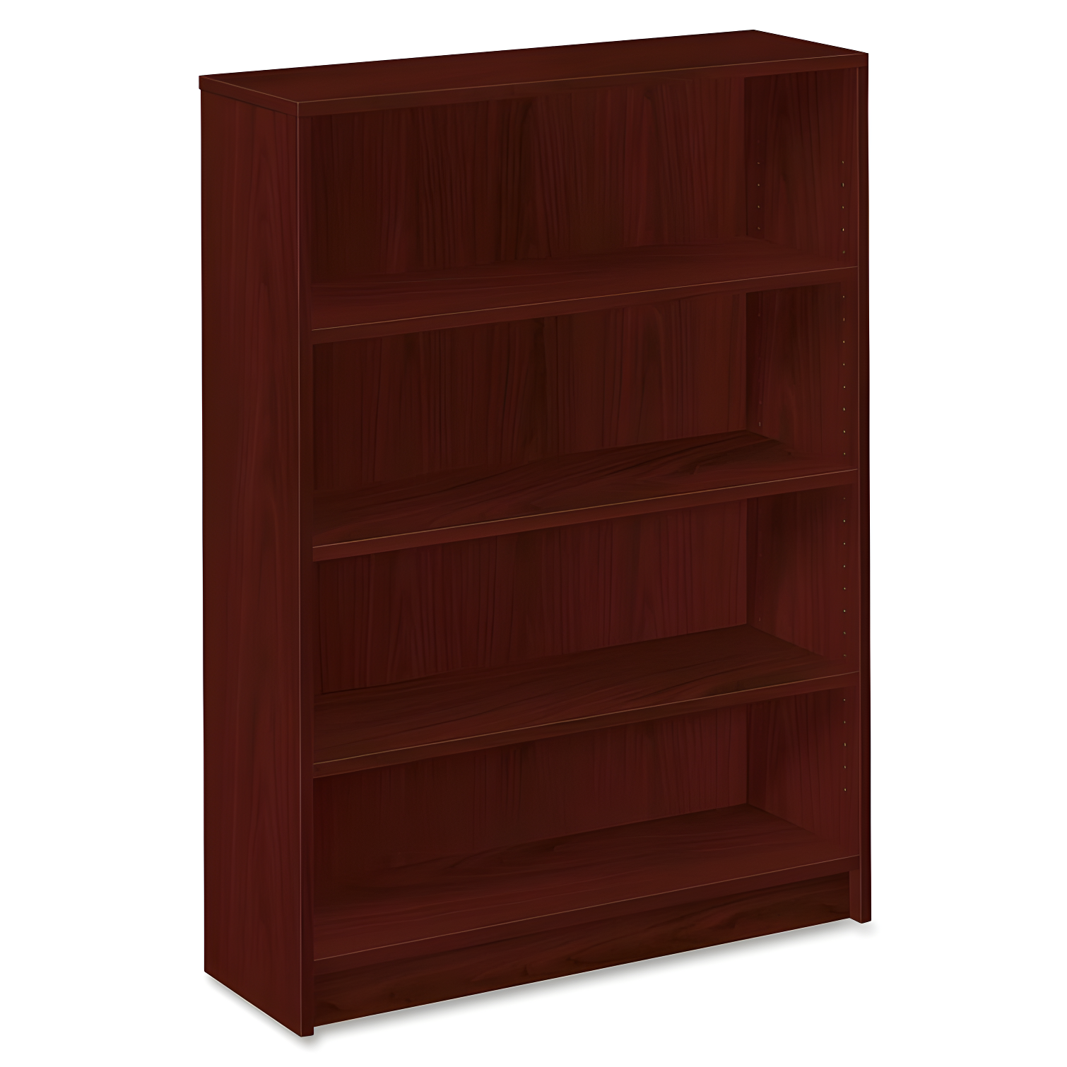 Adjustable Mahogany Laminate 4-Shelf Bookcase