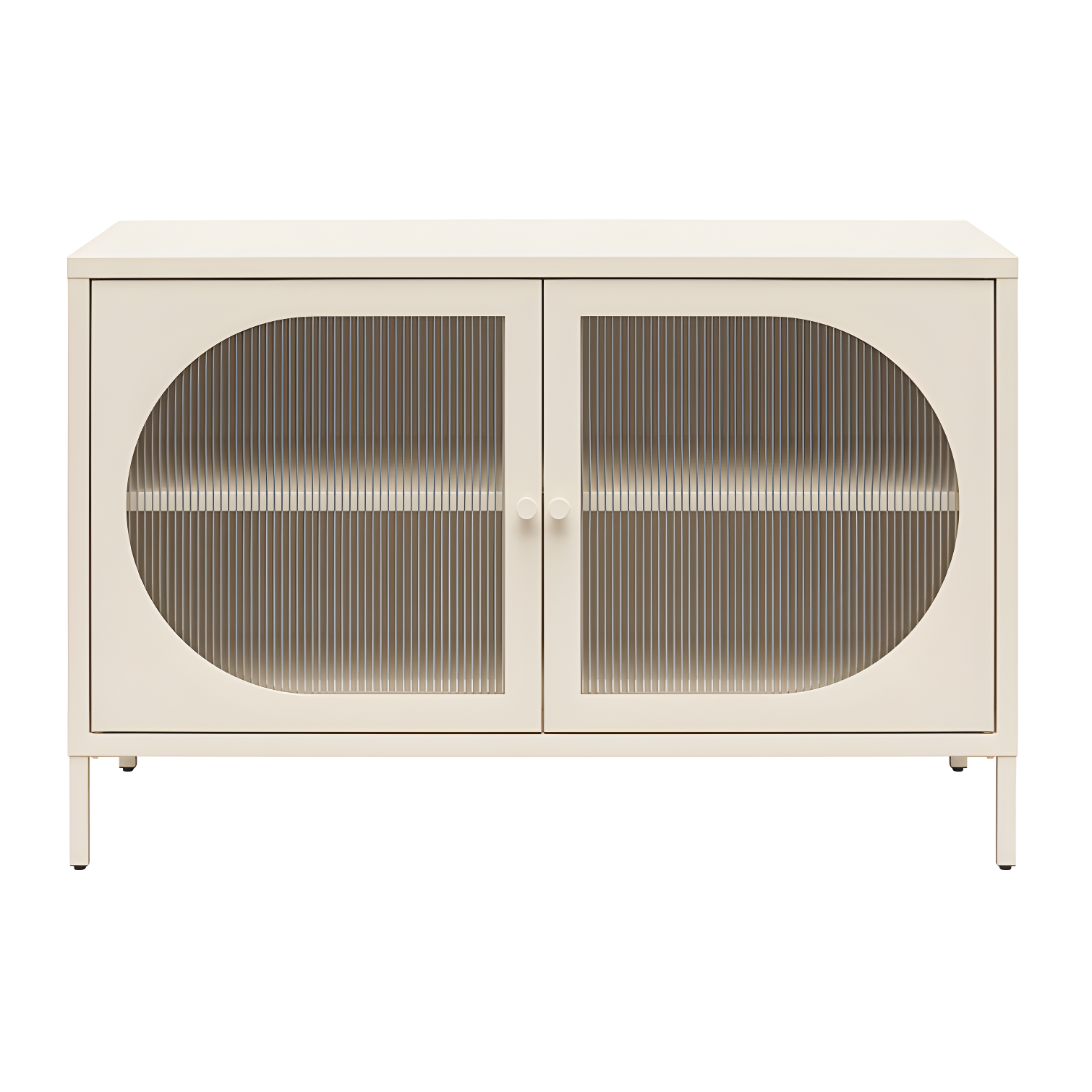 Luna Parchment Wide 2-Door Fluted Glass Accent Cabinet