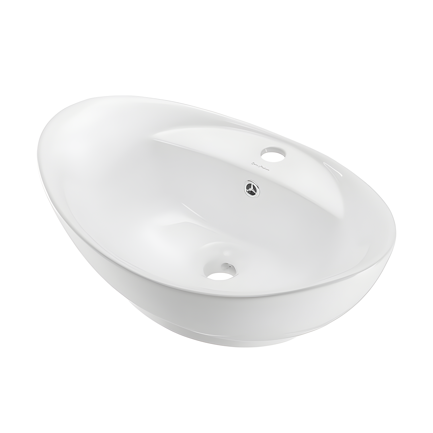 Ivy 23" Glossy White Oval Ceramic Vessel Sink