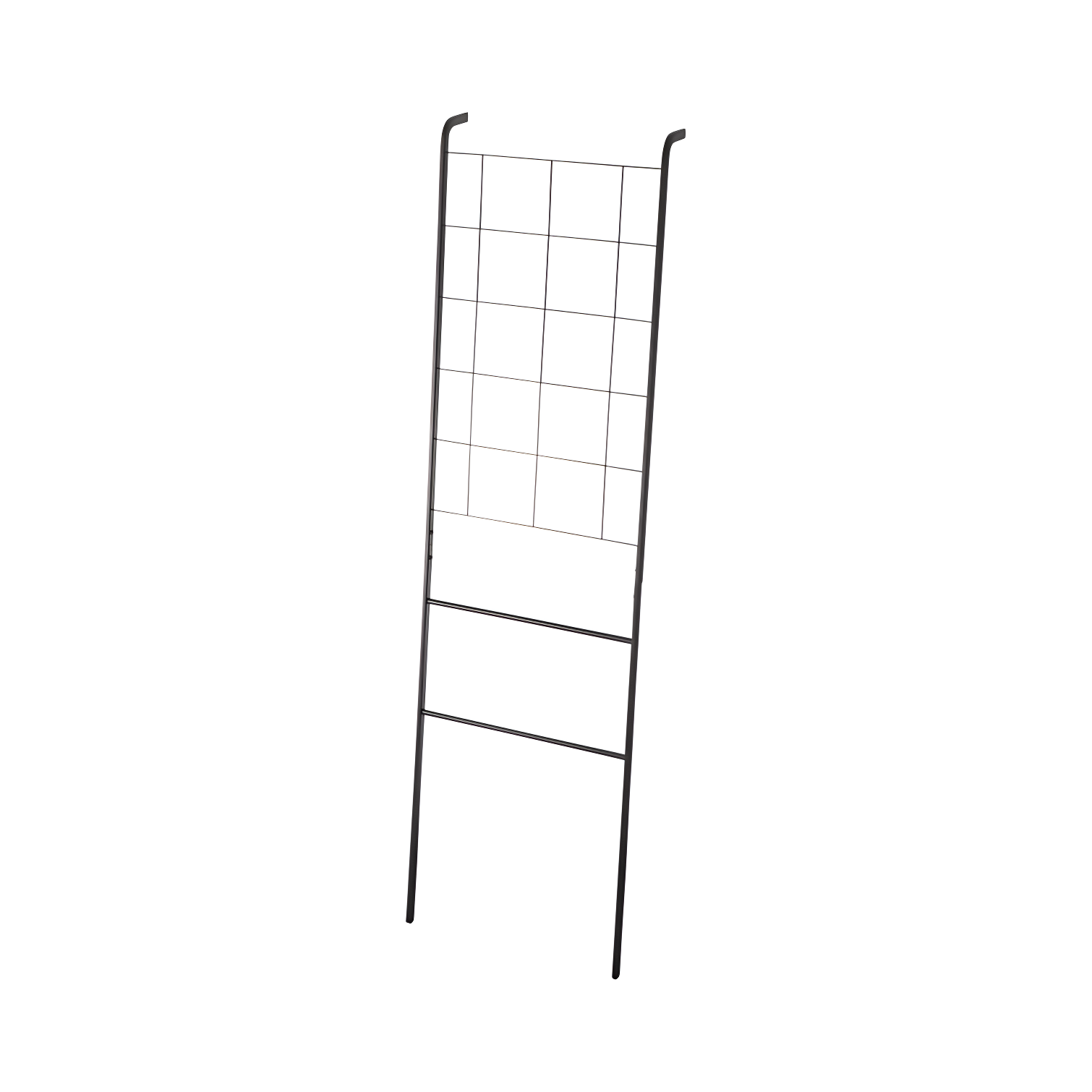 Black Steel Grid-Panel Leaning Ladder Storage Rack