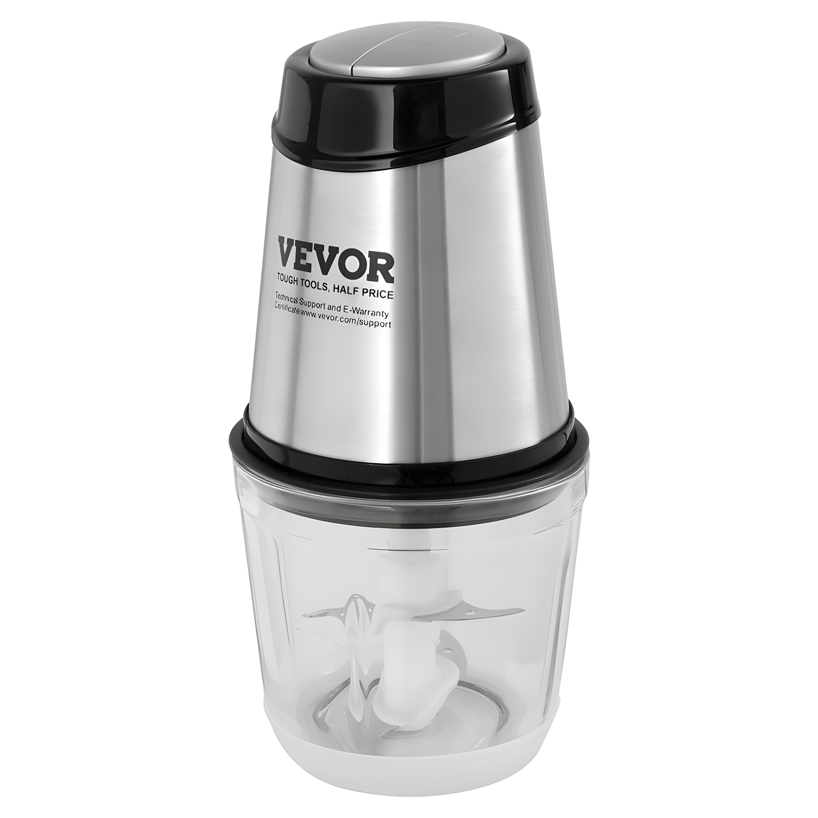 VEVOR Silver 2-Speed Stainless Steel Mini Food Processor