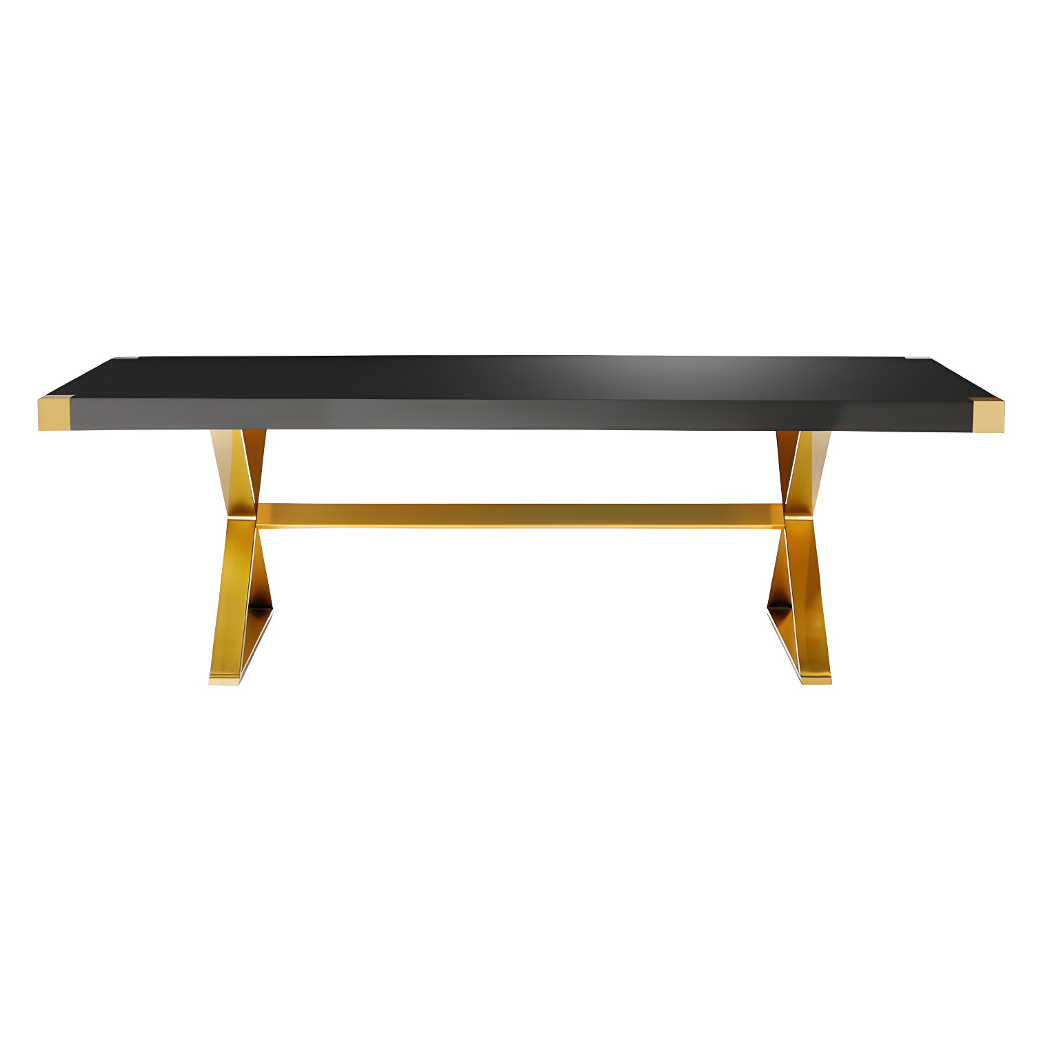 Adeline Black Lacquer and Gold Base Rectangular Dining Table