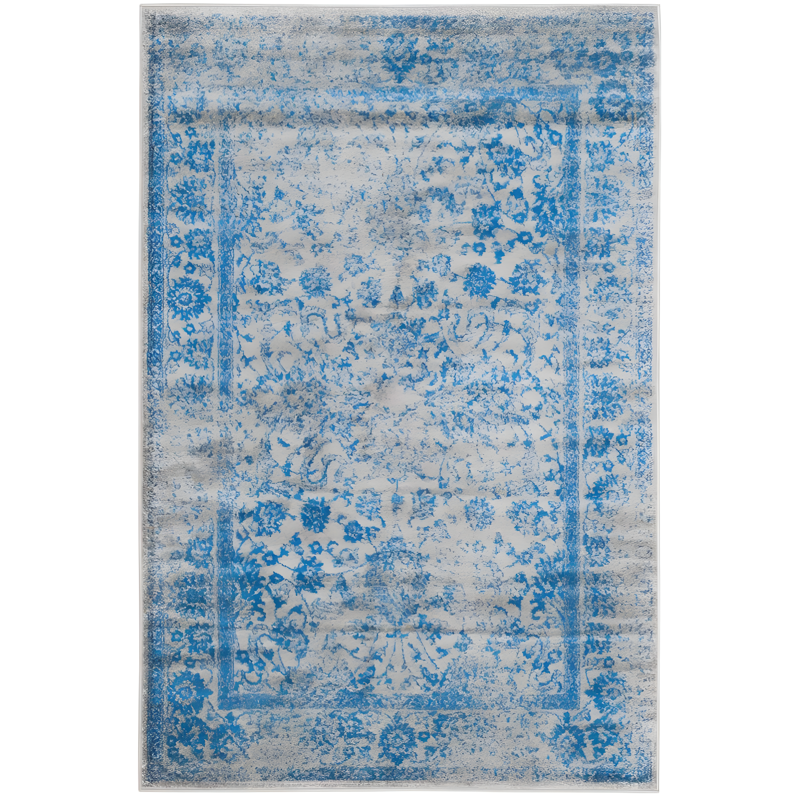 Chic Lodge Style Grey/Blue Synthetic 4' x 6' Hand-Knotted Rug