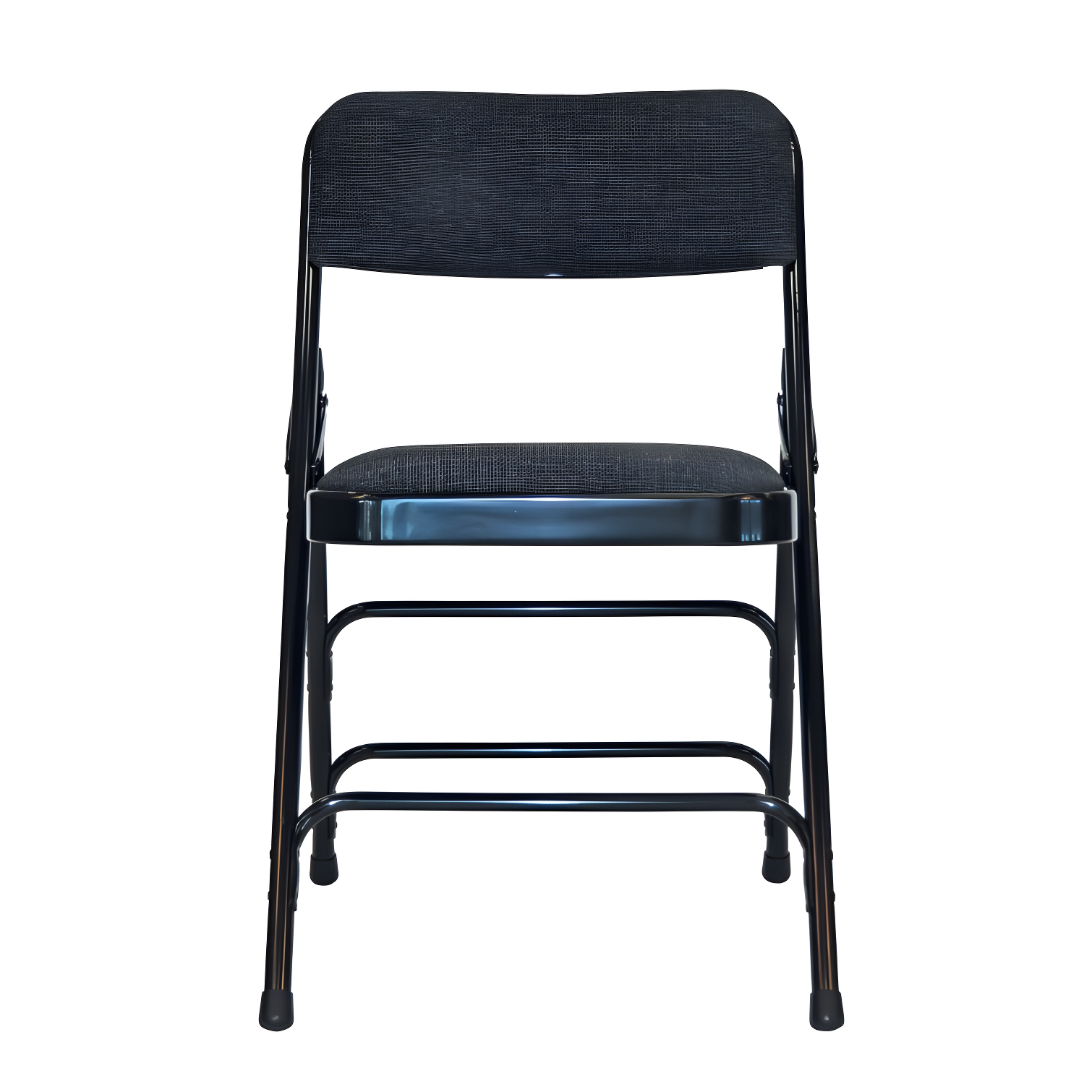 Black Fabric Padded Metal Folding Chair with Triple Bracing